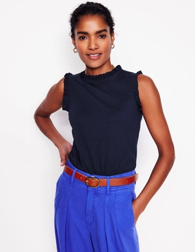 Eco Friendly Blend Supersoft Frill Detail Vest-Navy