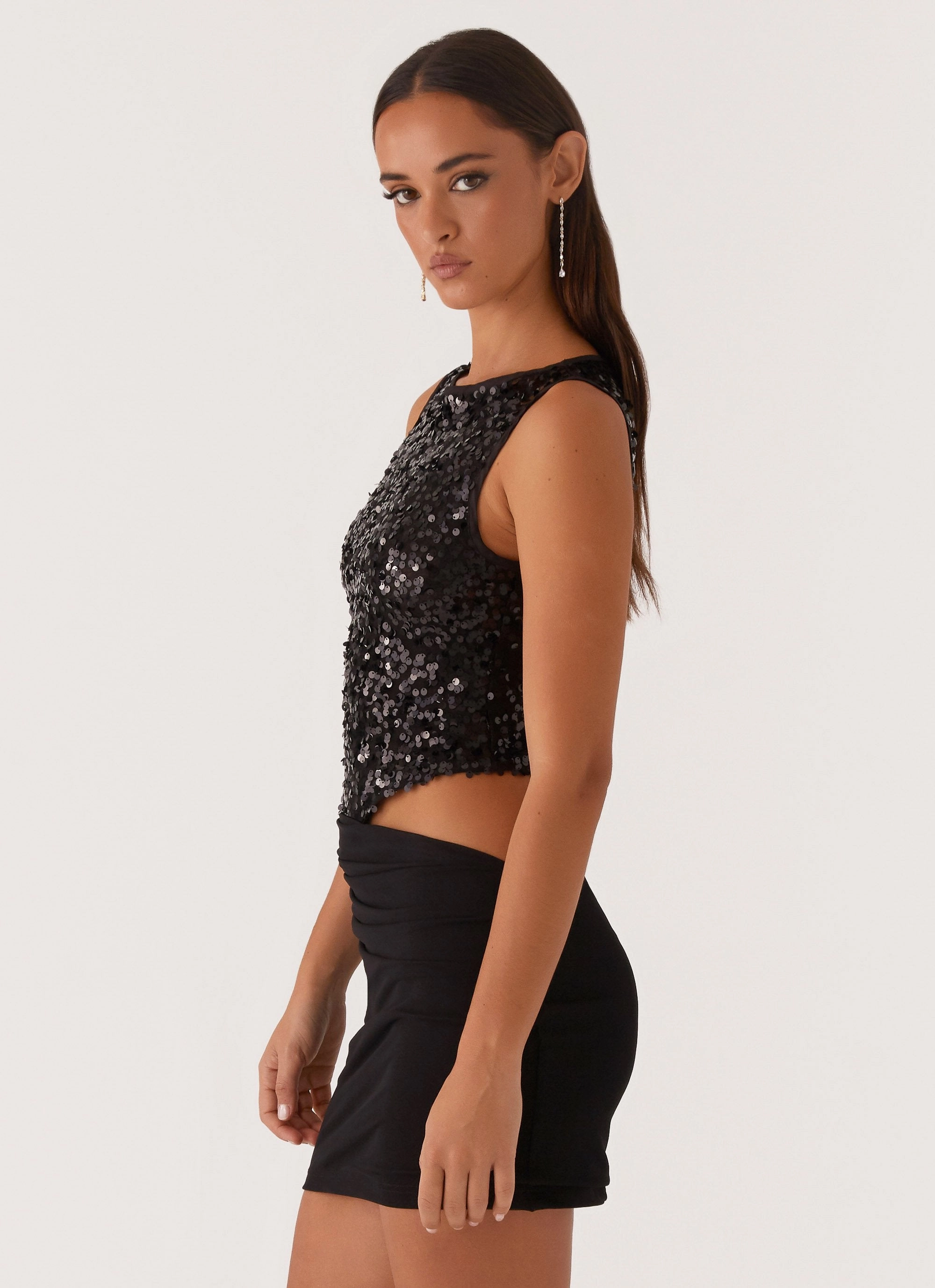 Superstition Sequin Mini Dress - Black breathable-mesh ReinforcedHem