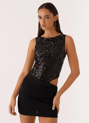 Soft Detail Fit For All Superstition Sequin Mini Dress - Black