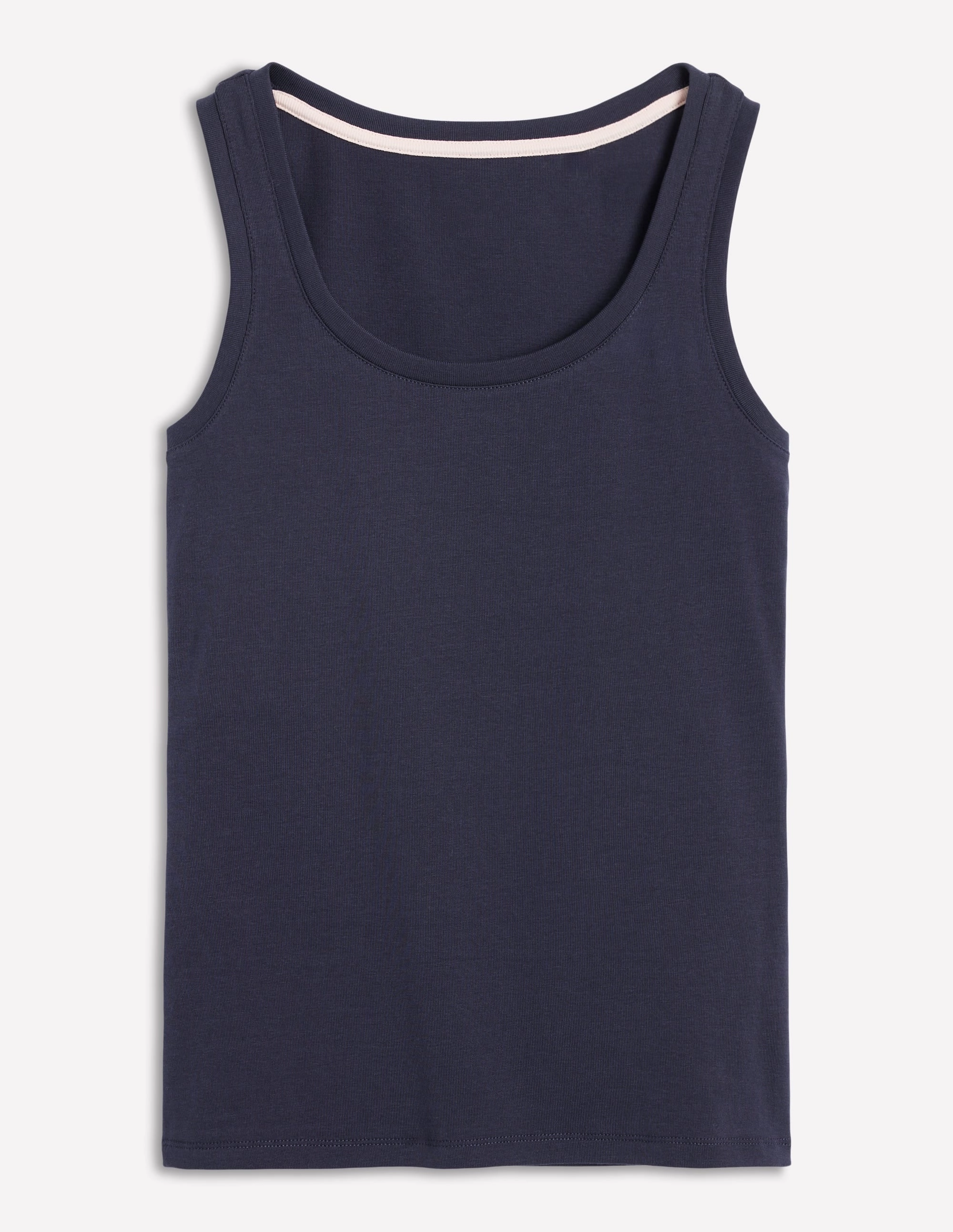 Contrast Stitching Essential Scoop-Neck Vest-Navy