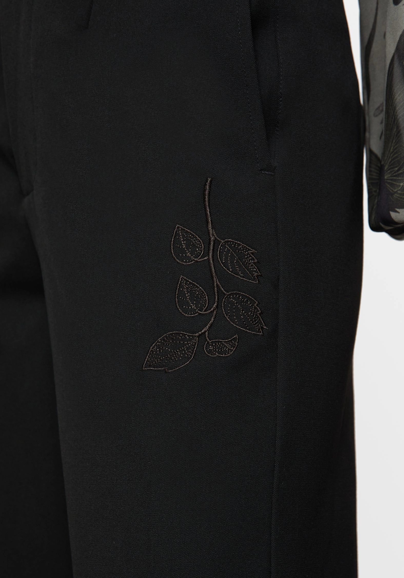 Chilly Day Layers Amalthea Embroidered Tailored Wide Leg Trousers