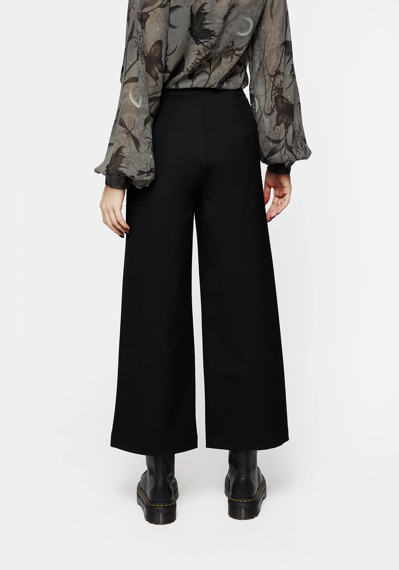 Amalthea Embroidered Tailored Wide Leg Trousers Tailored Silhouette Frayed hem