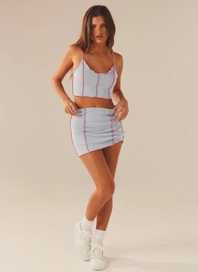 City Tones Soft Combo Sweet Lovin Knit Mini Skirt - Baby Blue