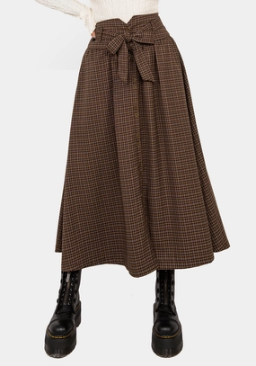 Sweetspire Check Tie Waist Midaxi Skirt Detachable Detail