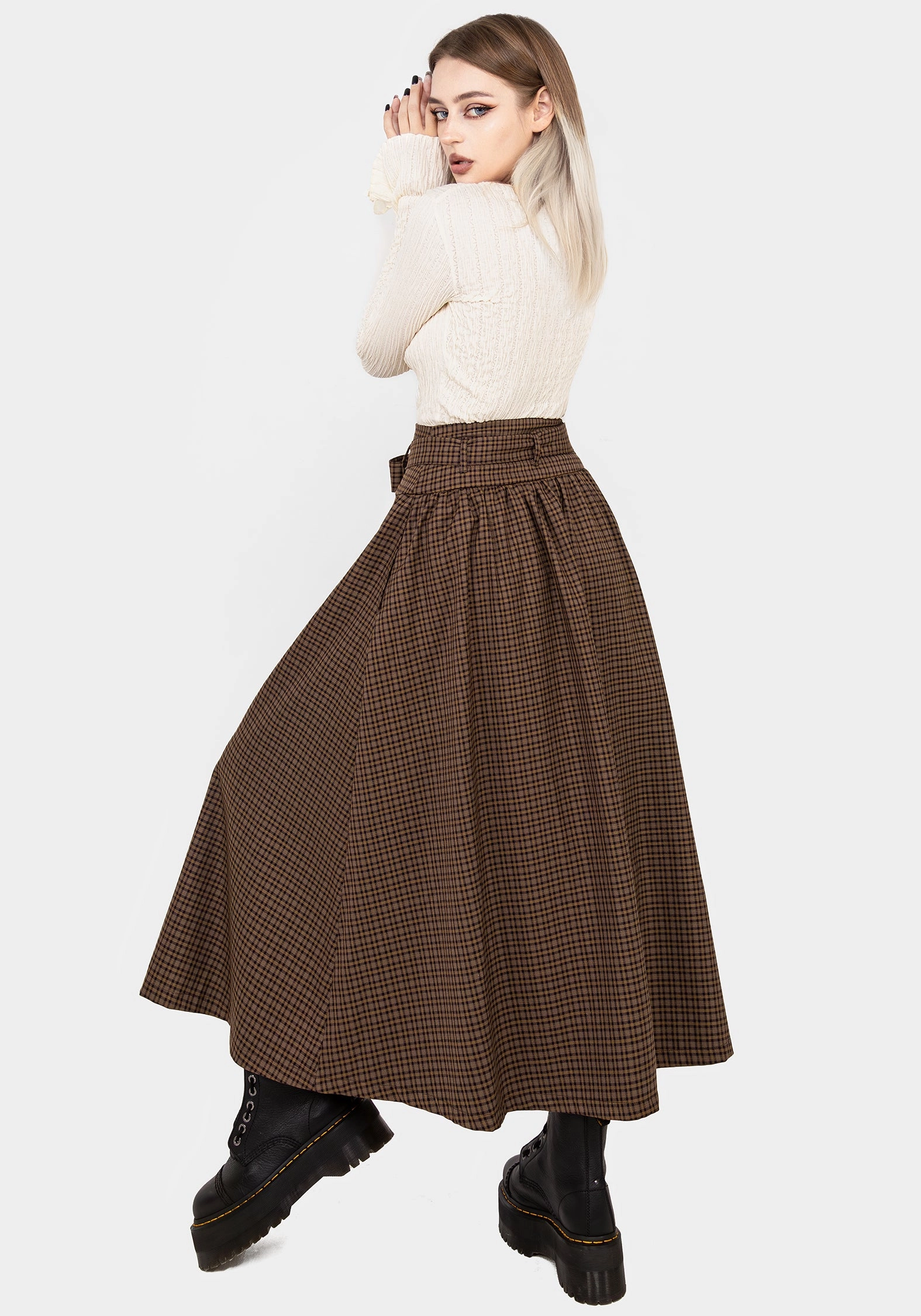 Design innovation Collaboration Piece Sweetspire Check Tie Waist Midaxi Skirt