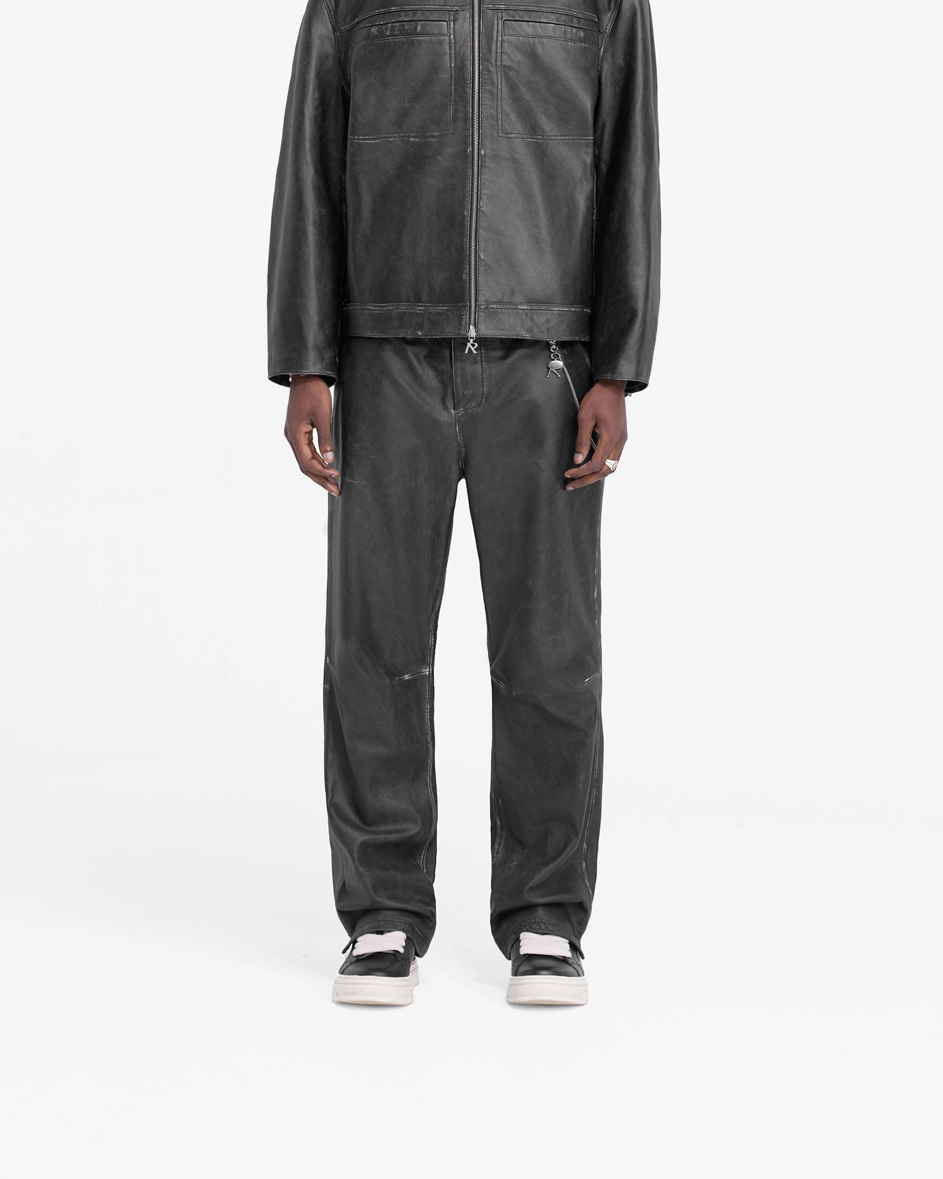 Distressed Leather Pant - Black Moisture wicking