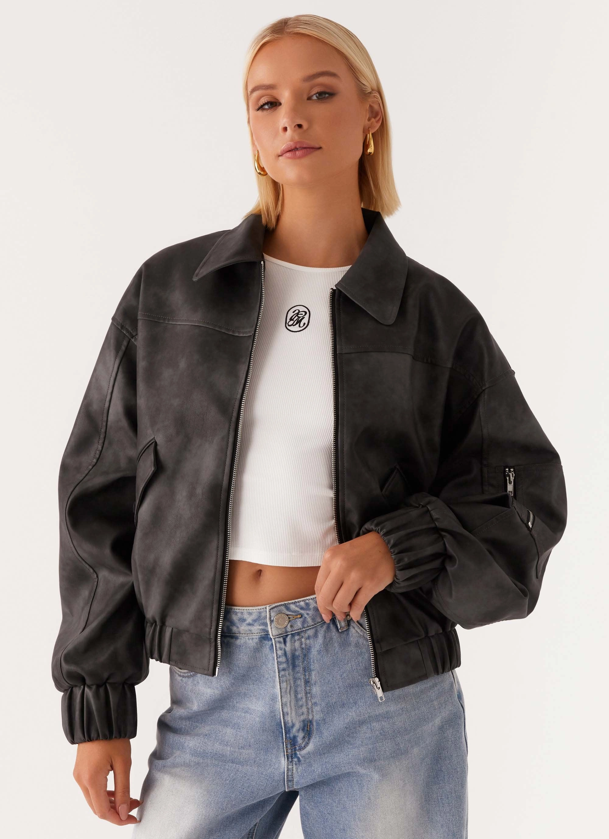 City Chill Style Washington Bomber Jacket - Black
