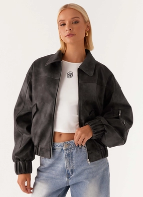 City Chill Style Washington Bomber Jacket - Black