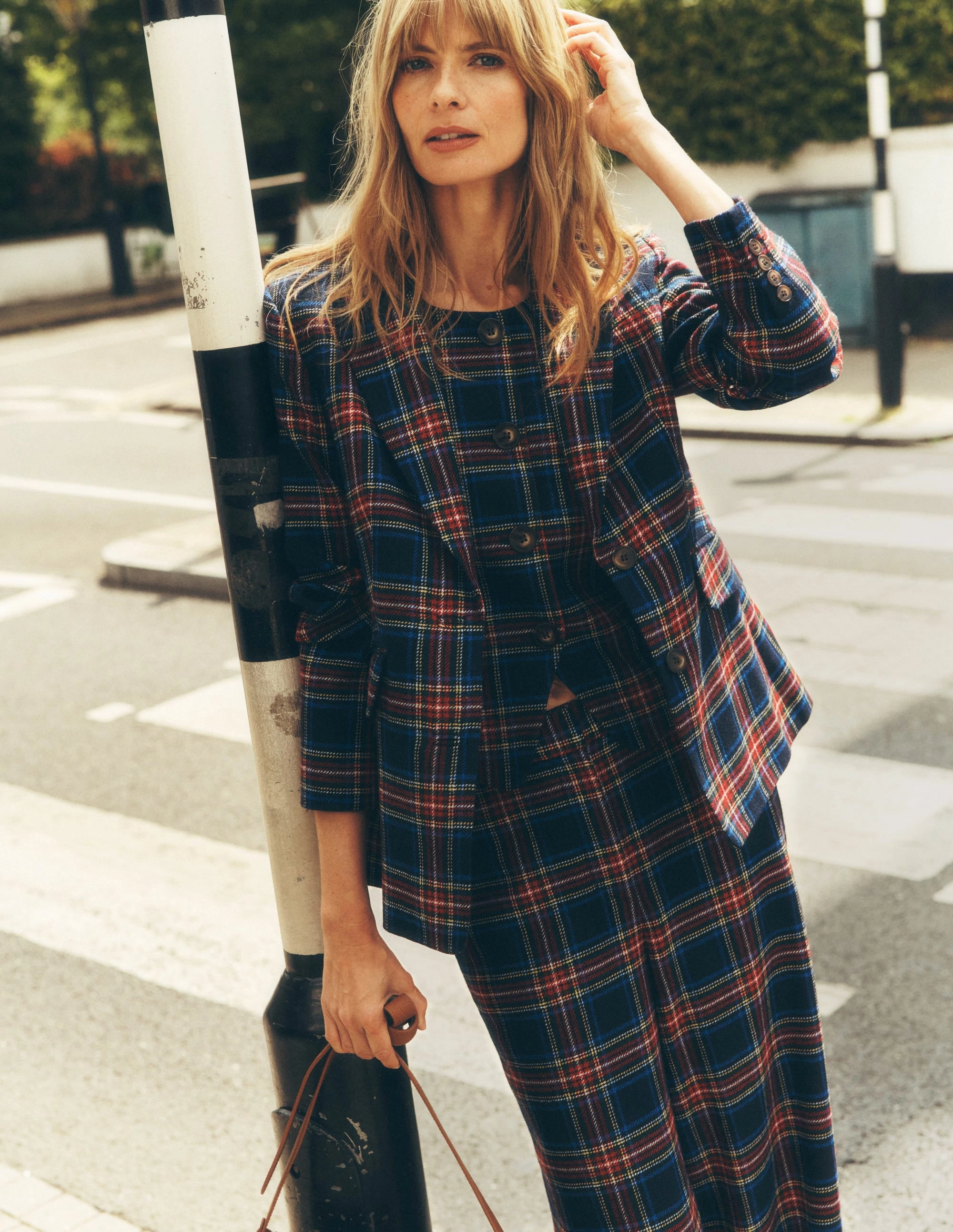 Tailored Check Waistcoat-Navy, Green and Red Check EcoFriendly Dye