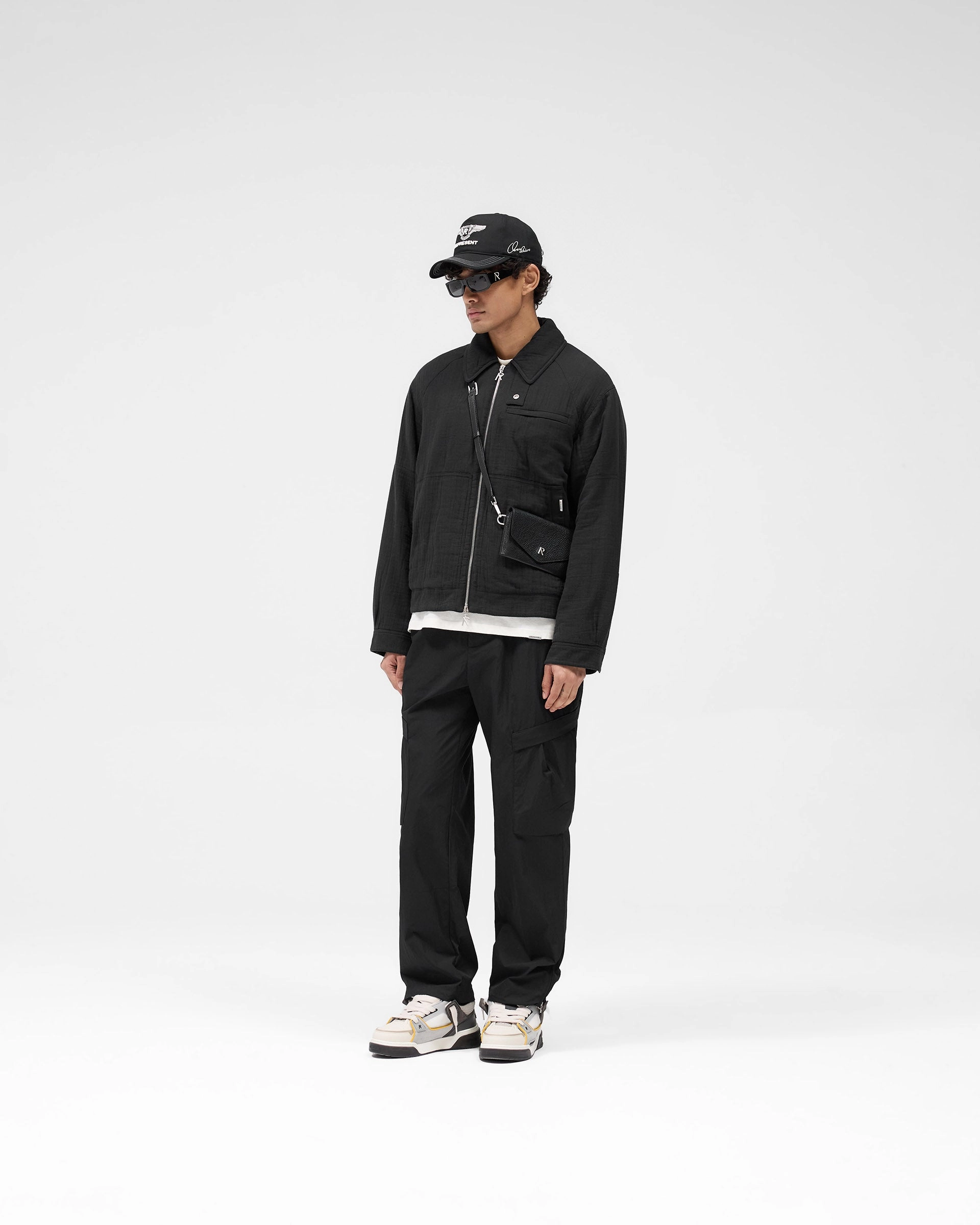 Crinkle Trucker Jacket - Black windproof