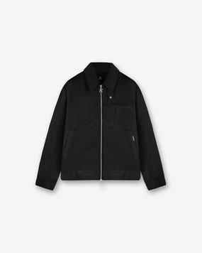 Crinkle Trucker Jacket - Black Weatherproof Zipper Tech