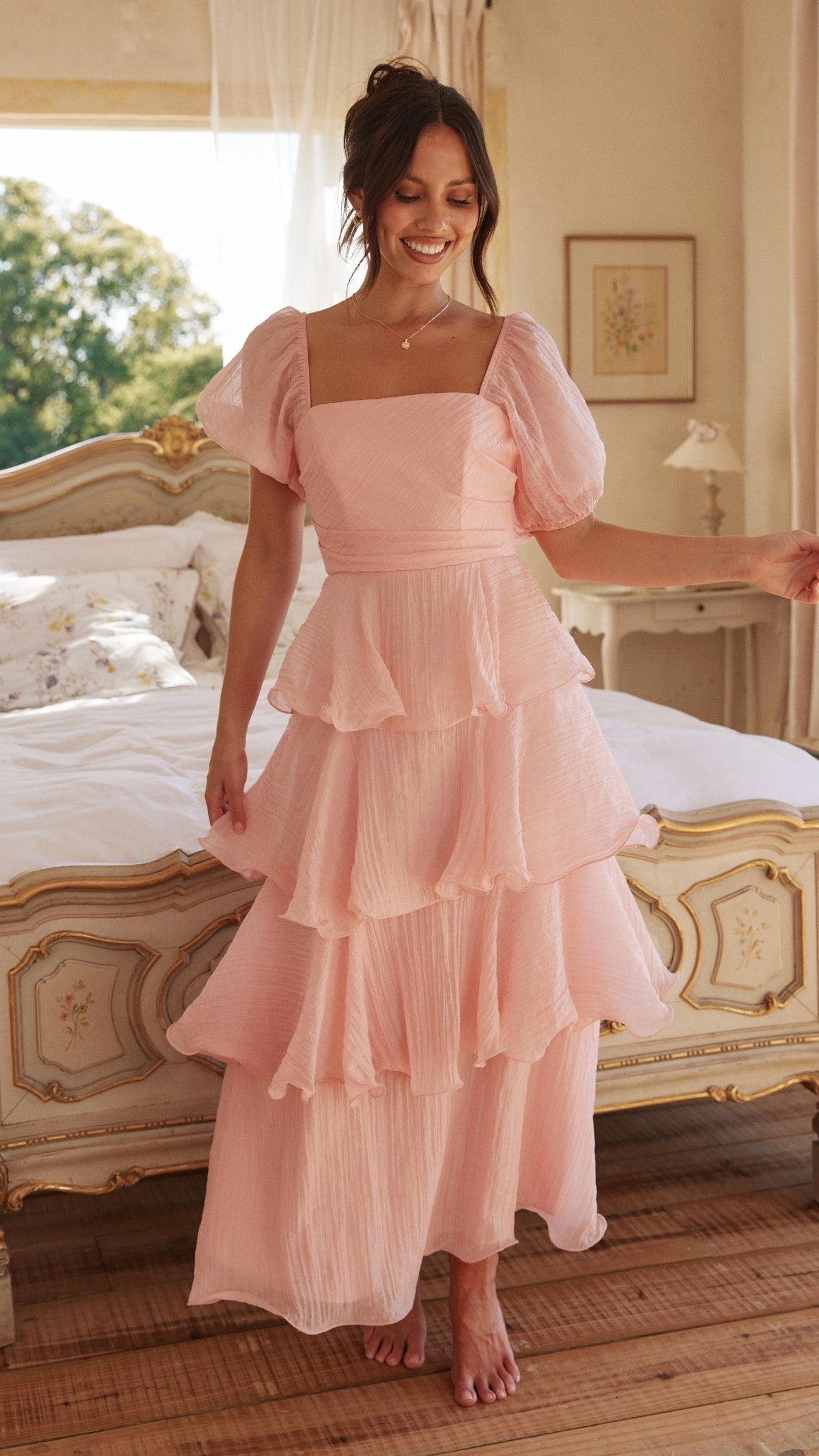 Lanelle Maxi Dress - Pink Light Fall