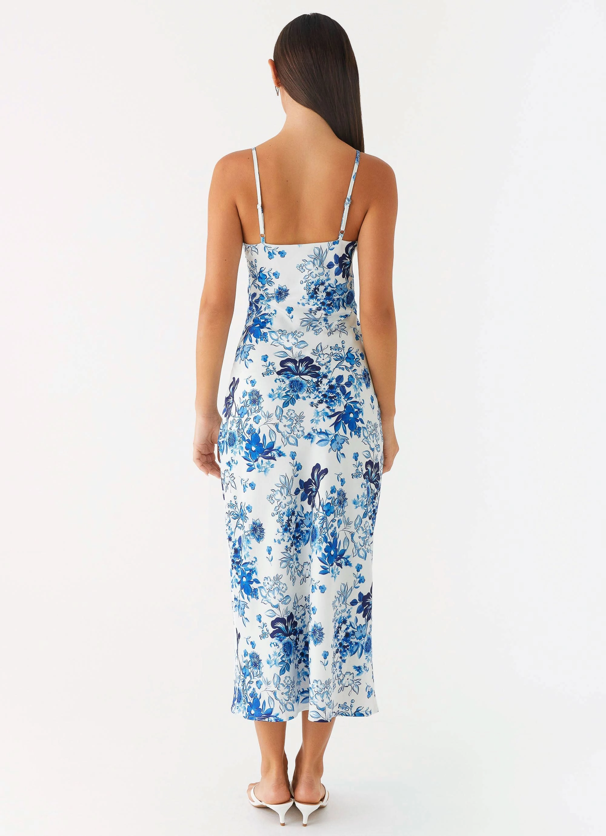 Take Chances Midi Dress - Serene Sky Floral Chic beachwear dress