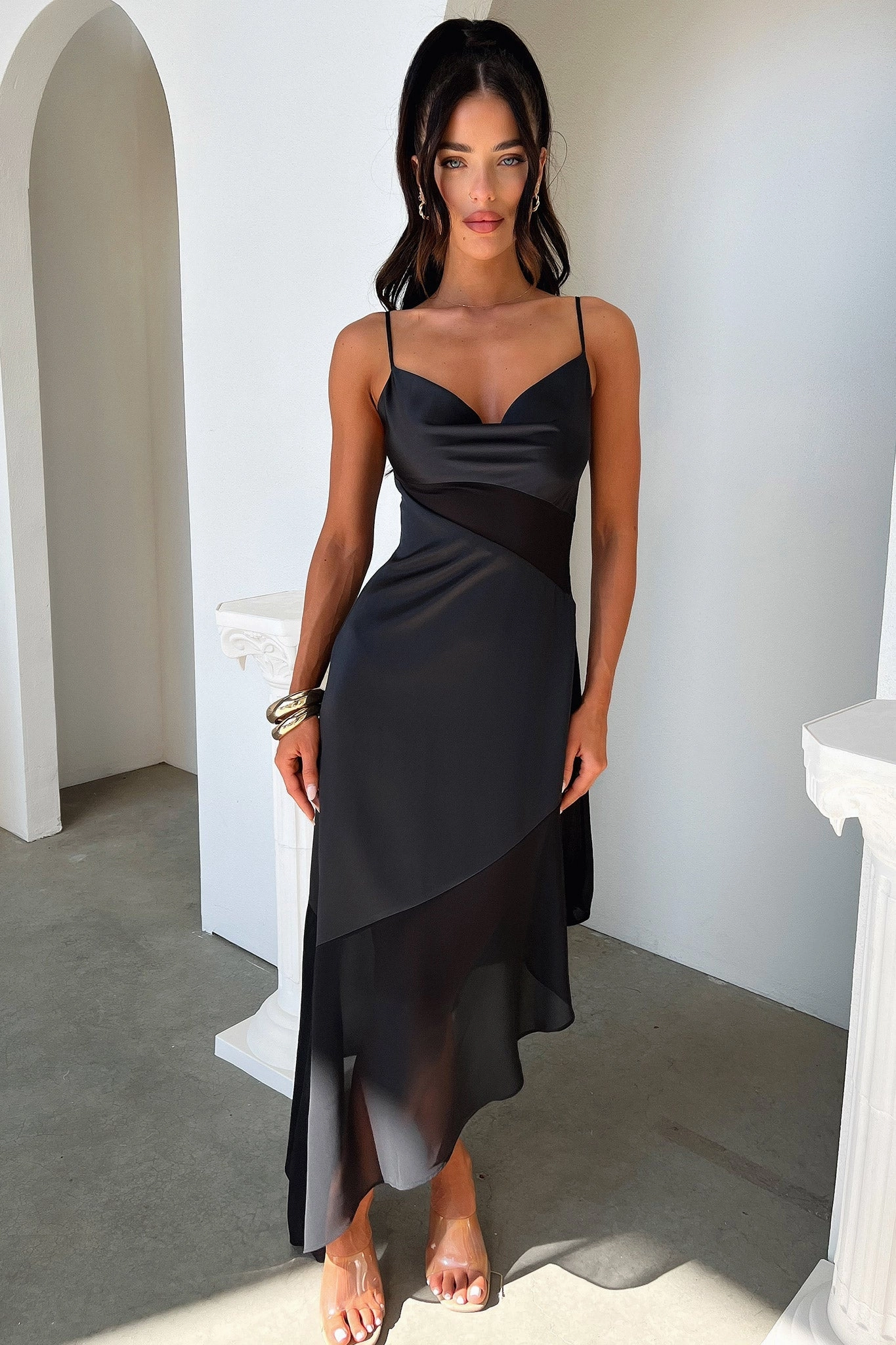 Talena Dress - Black Ankle-length Classic wrap dress