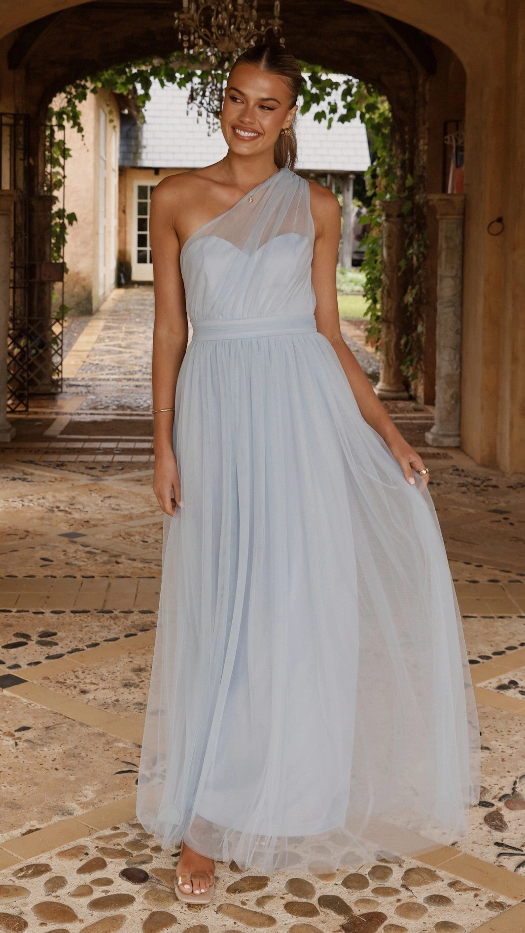Classic Tailoring Capsule-Wardrobe Talissa Tulle Maxi Dress - Blue