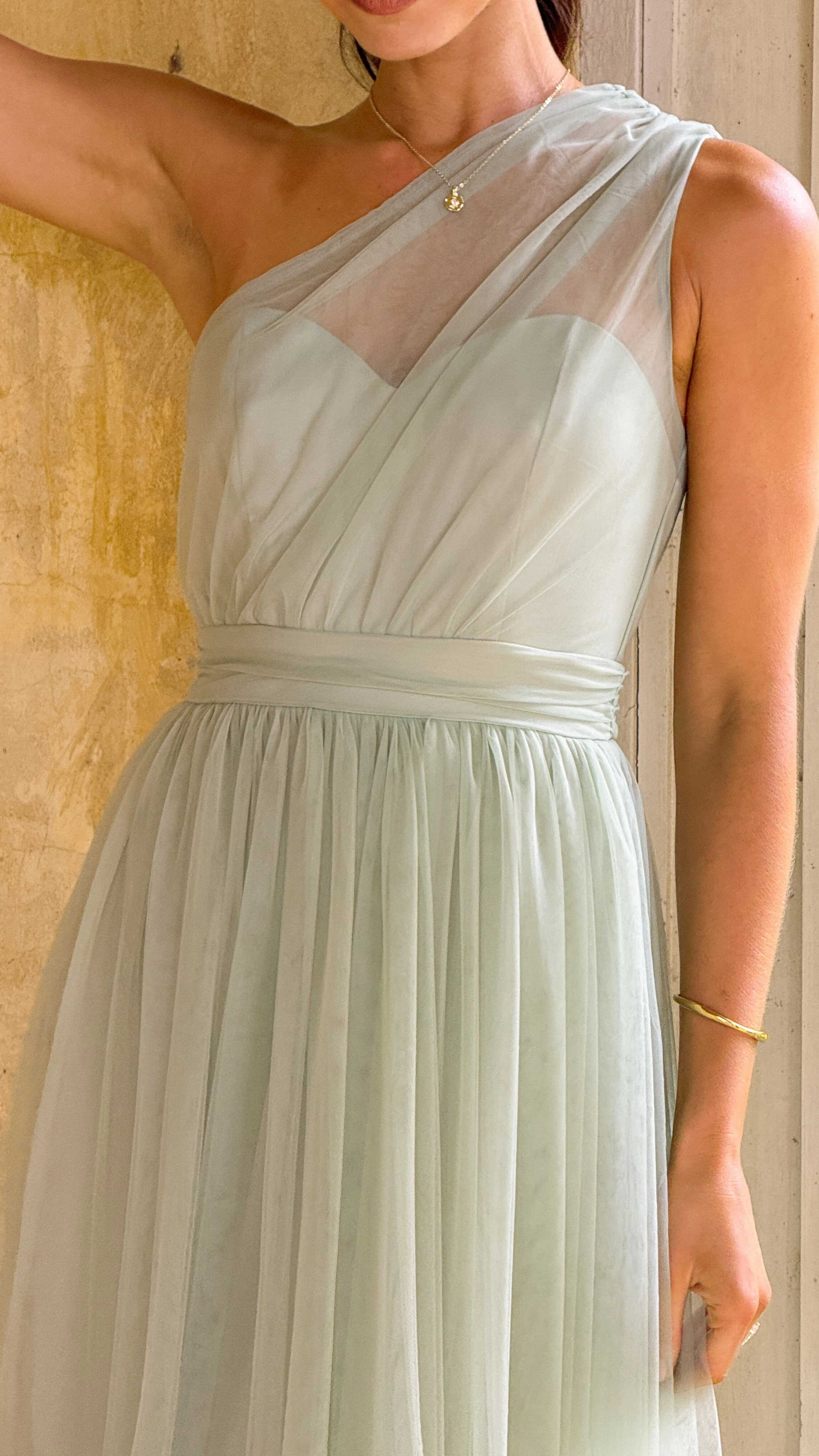 Red Carpet Fitted Mood Talissa Tulle Maxi Dress - Sage