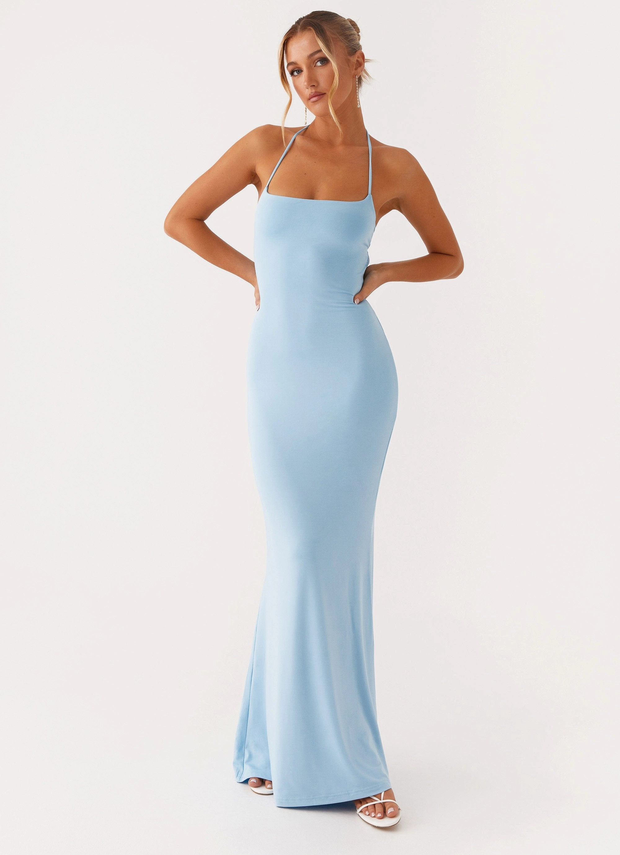 Talk About Us Maxi Dress - Blue Low-Waist