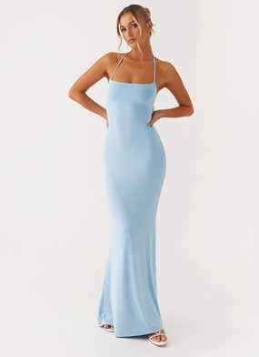 Talk About Us Maxi Dress - Blue Low-Waist