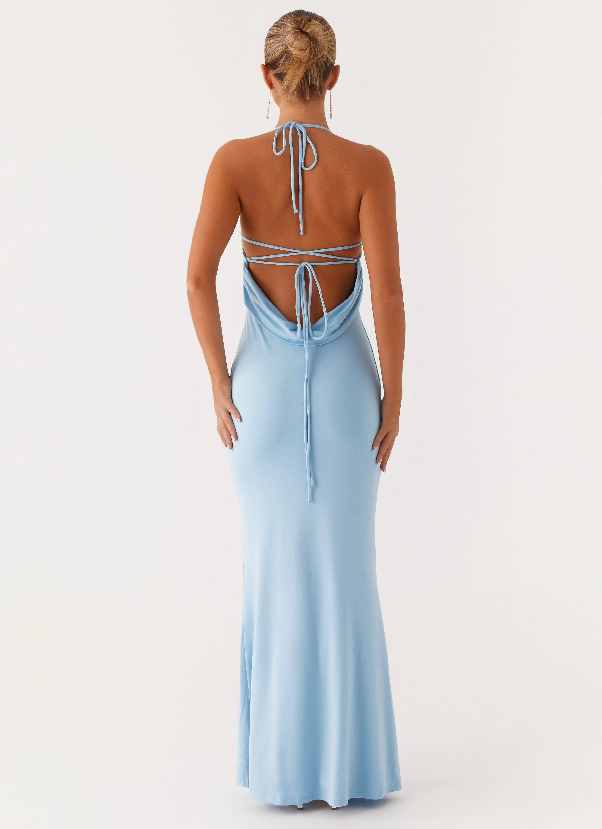 Regular-fit Comfortable Waist Design Talk About Us Maxi Dress - Blue