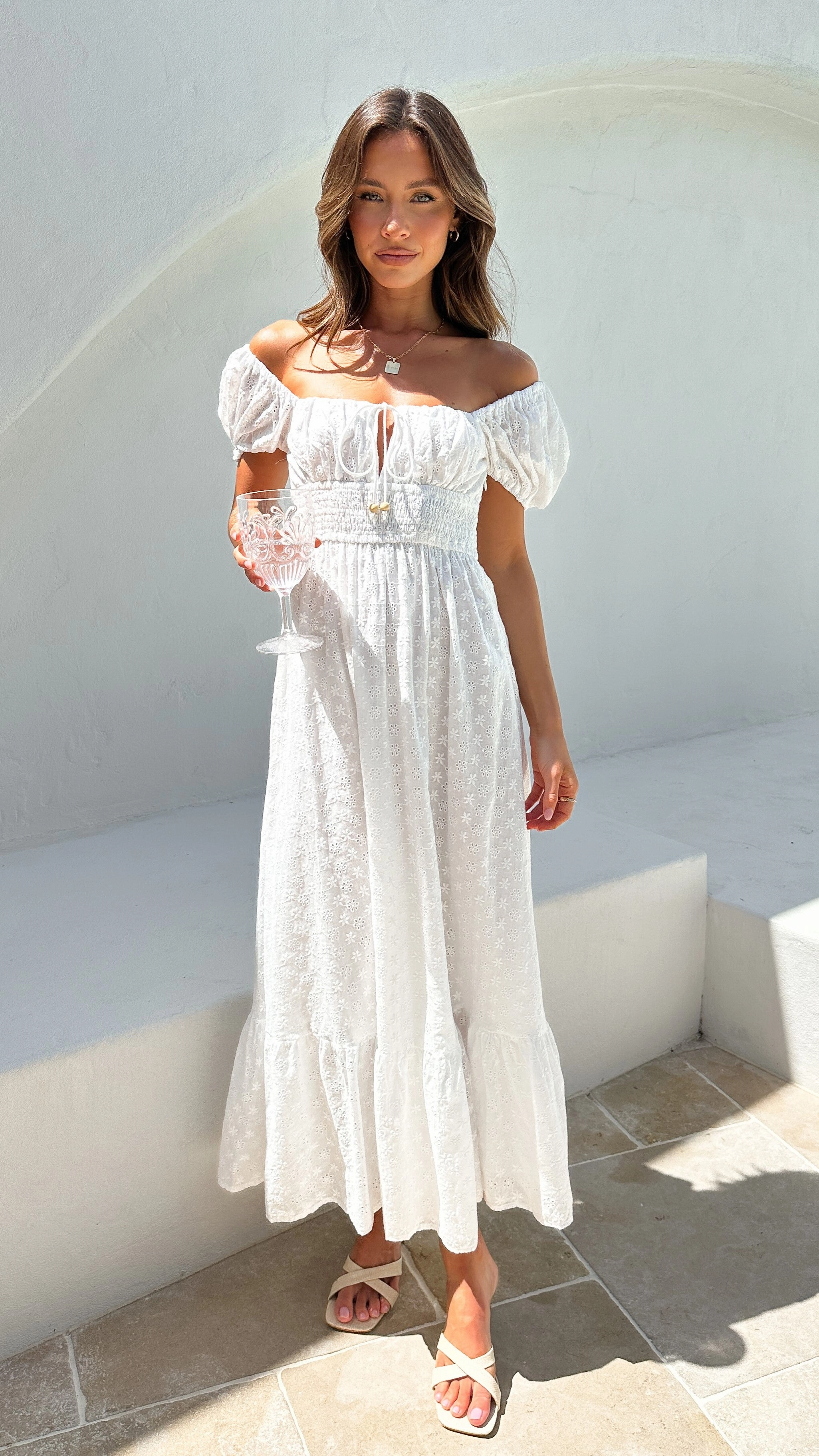 Tania Midi Dress - White Sleek Tone FlatlockSeam