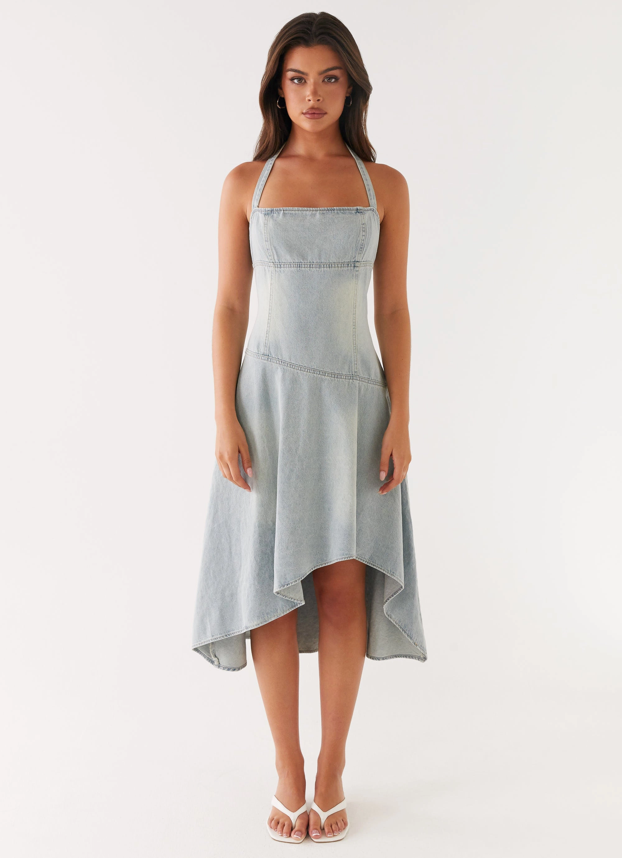 Tanisha Denim Midi Dress - Washed Blue Vibrant Light