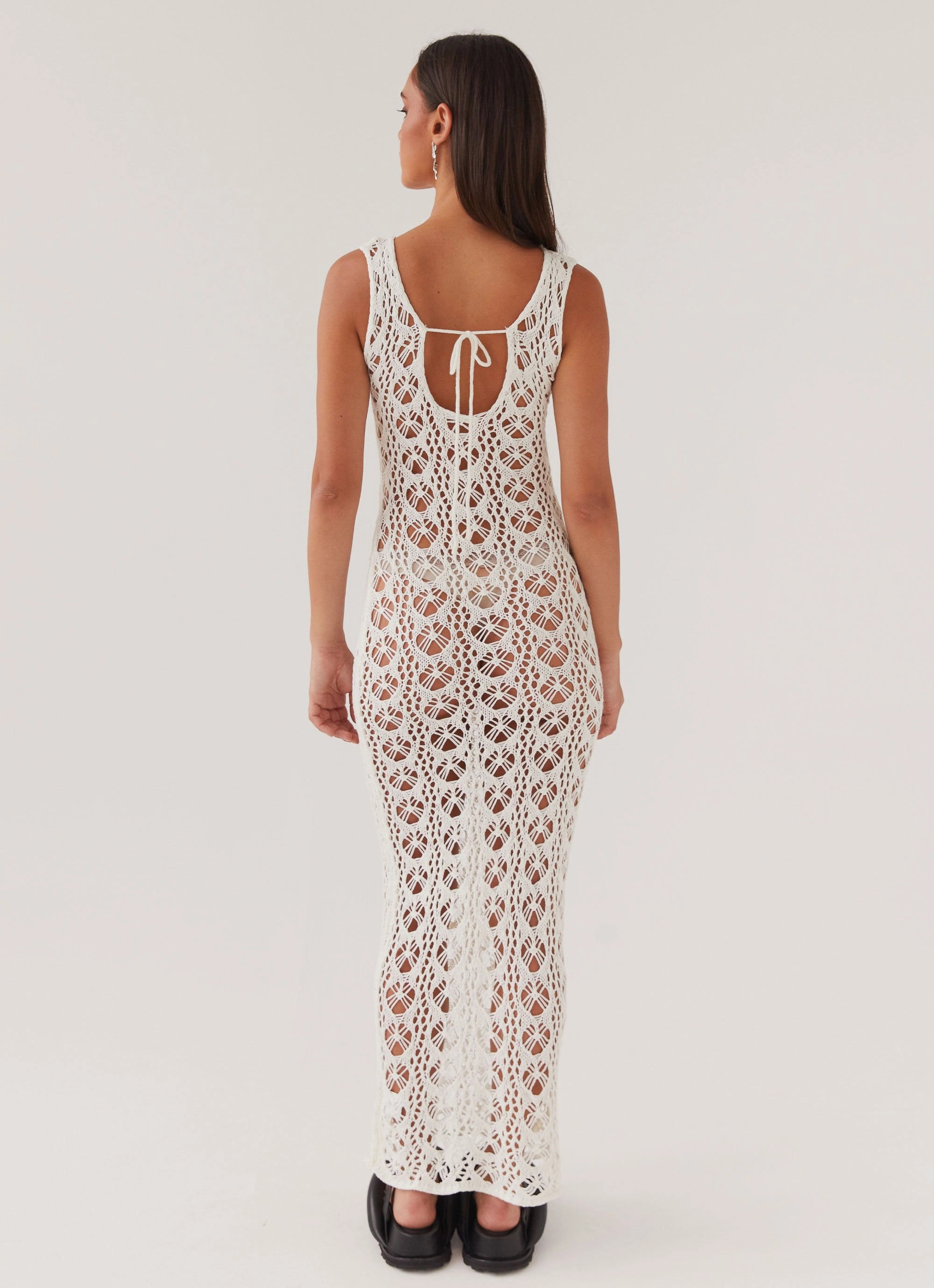 Tarlisa Crochet Maxi Dress - Cream Clean Chic