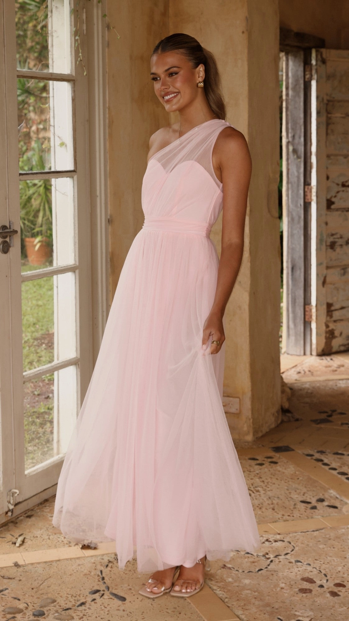 Talissa Tulle Maxi Dress - Pink Bold Patterns Modern Layering