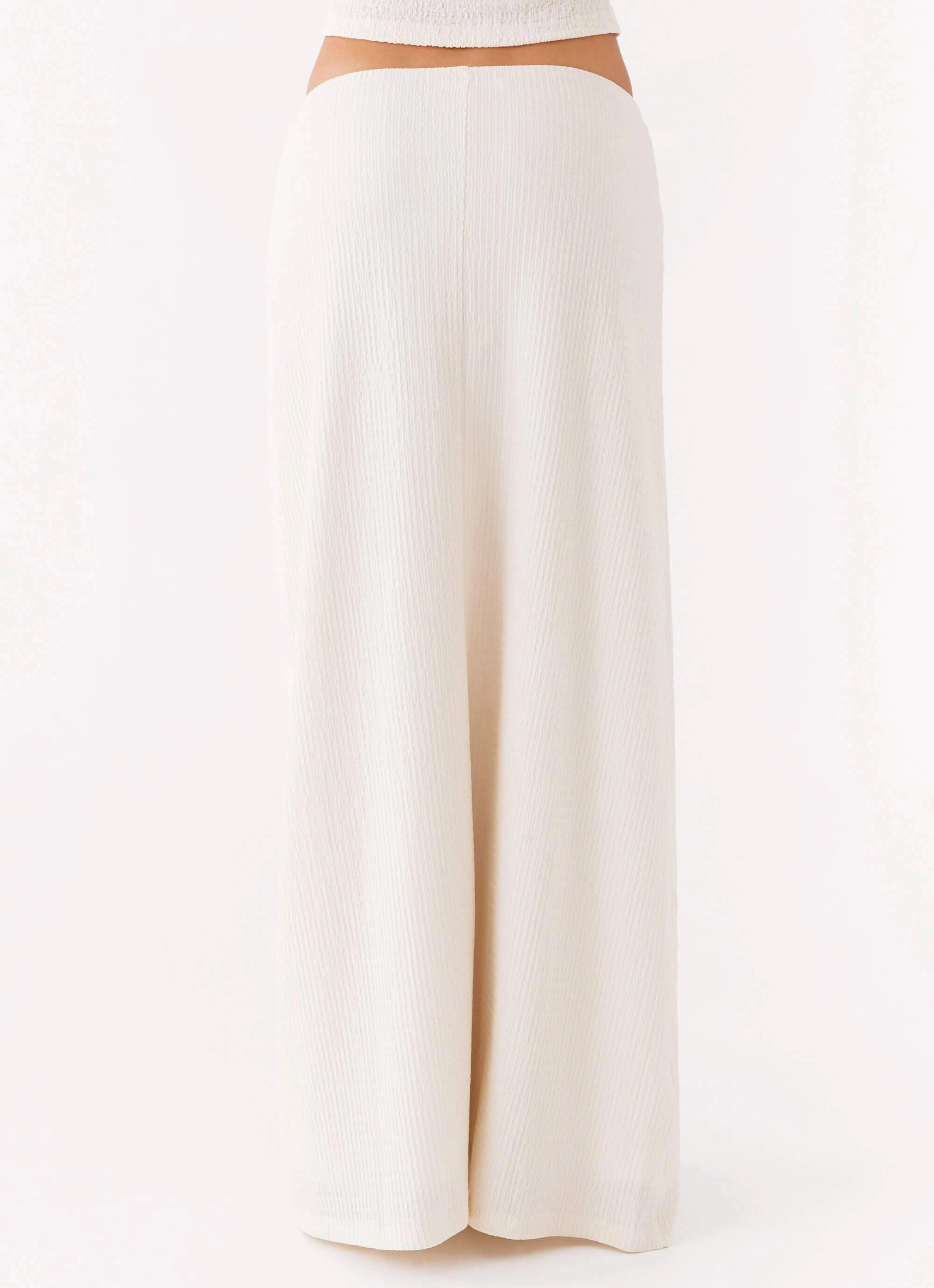 Tatum Low Rise Maxi Skirt - Ivory Subtle Look