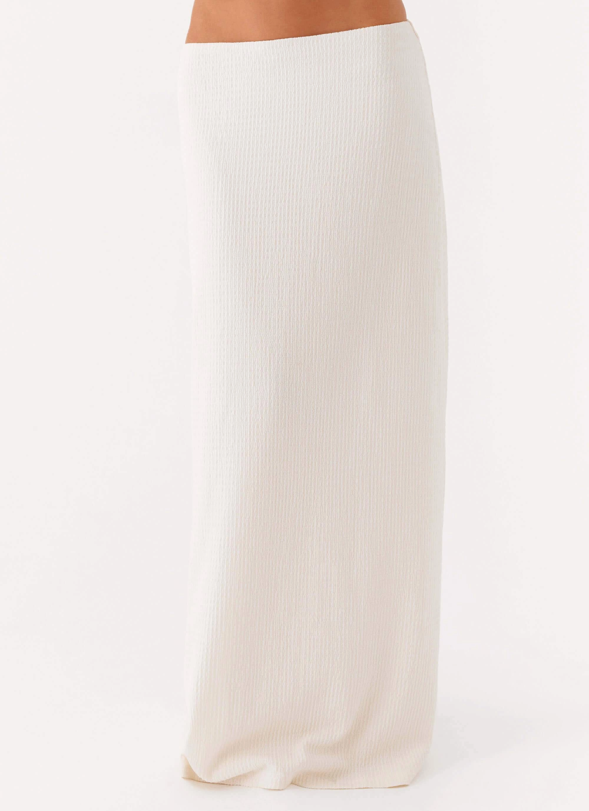 Slip Resistant Waist Side Pockets Tatum Low Rise Maxi Skirt - Ivory