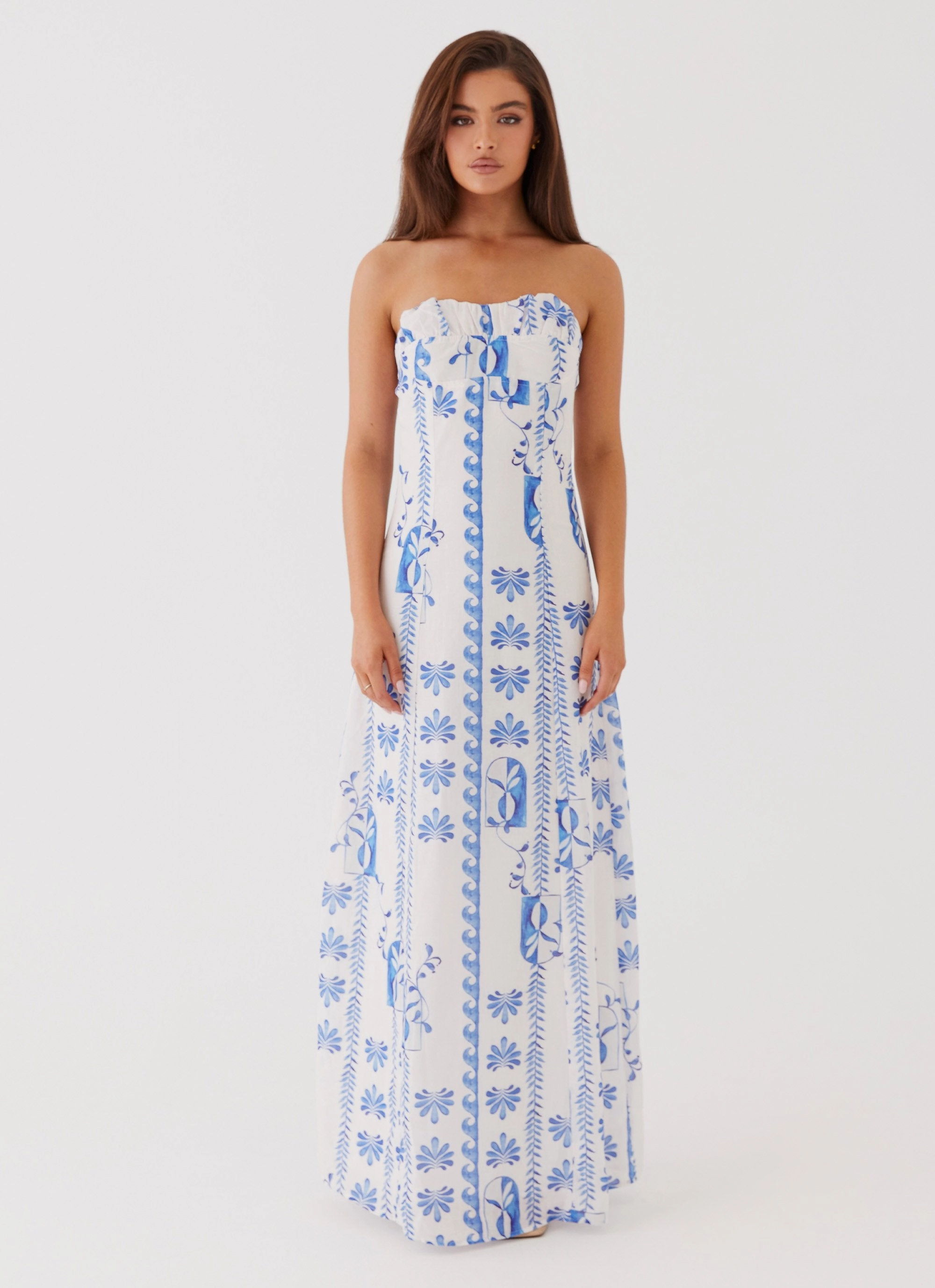 Tayla Linen Maxi Dress - Floral Wave Refined Mood Contemporary Style