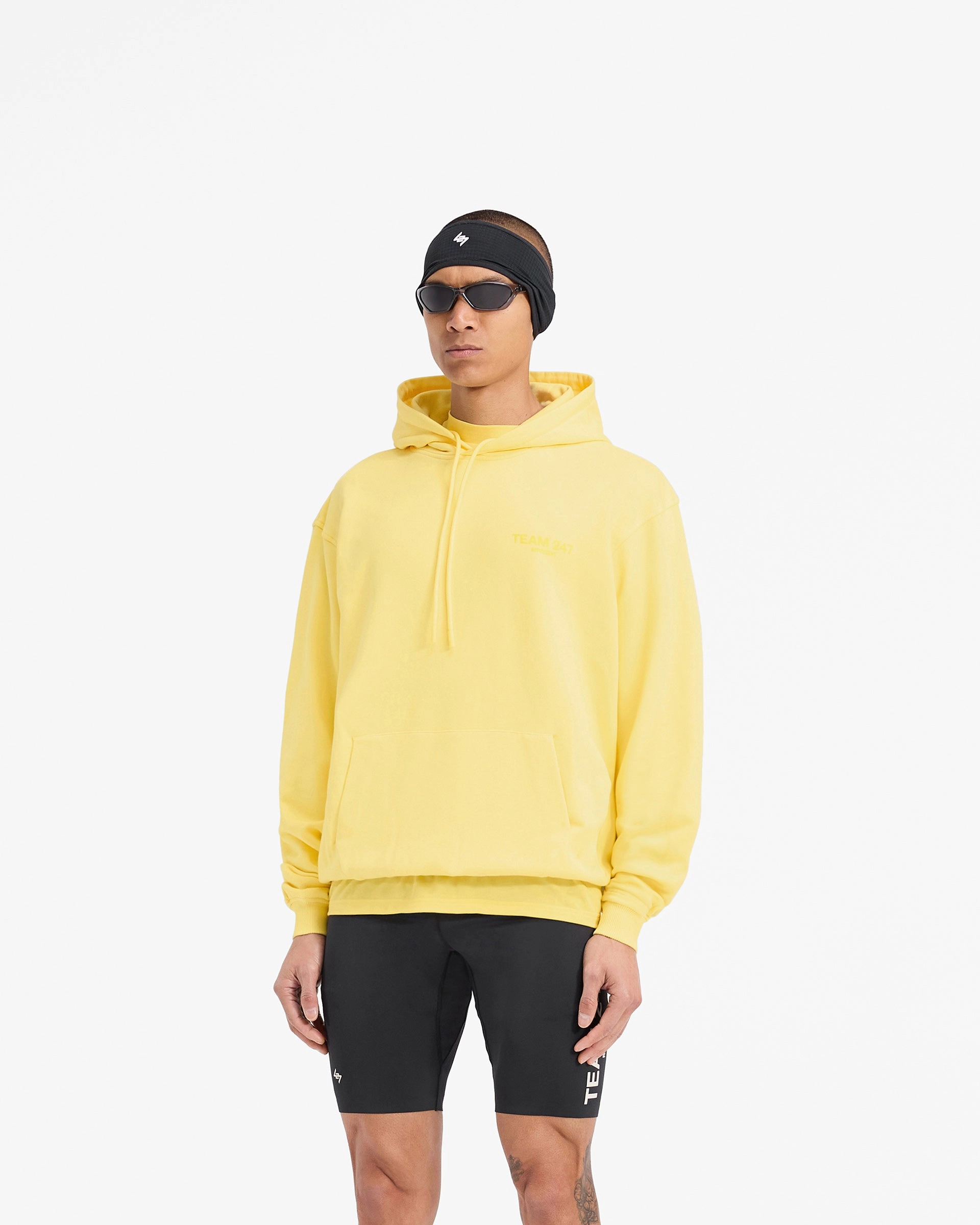 Triple Stitched Seams Sporty Layers Team 247 Oversized Hoodie - Lemon