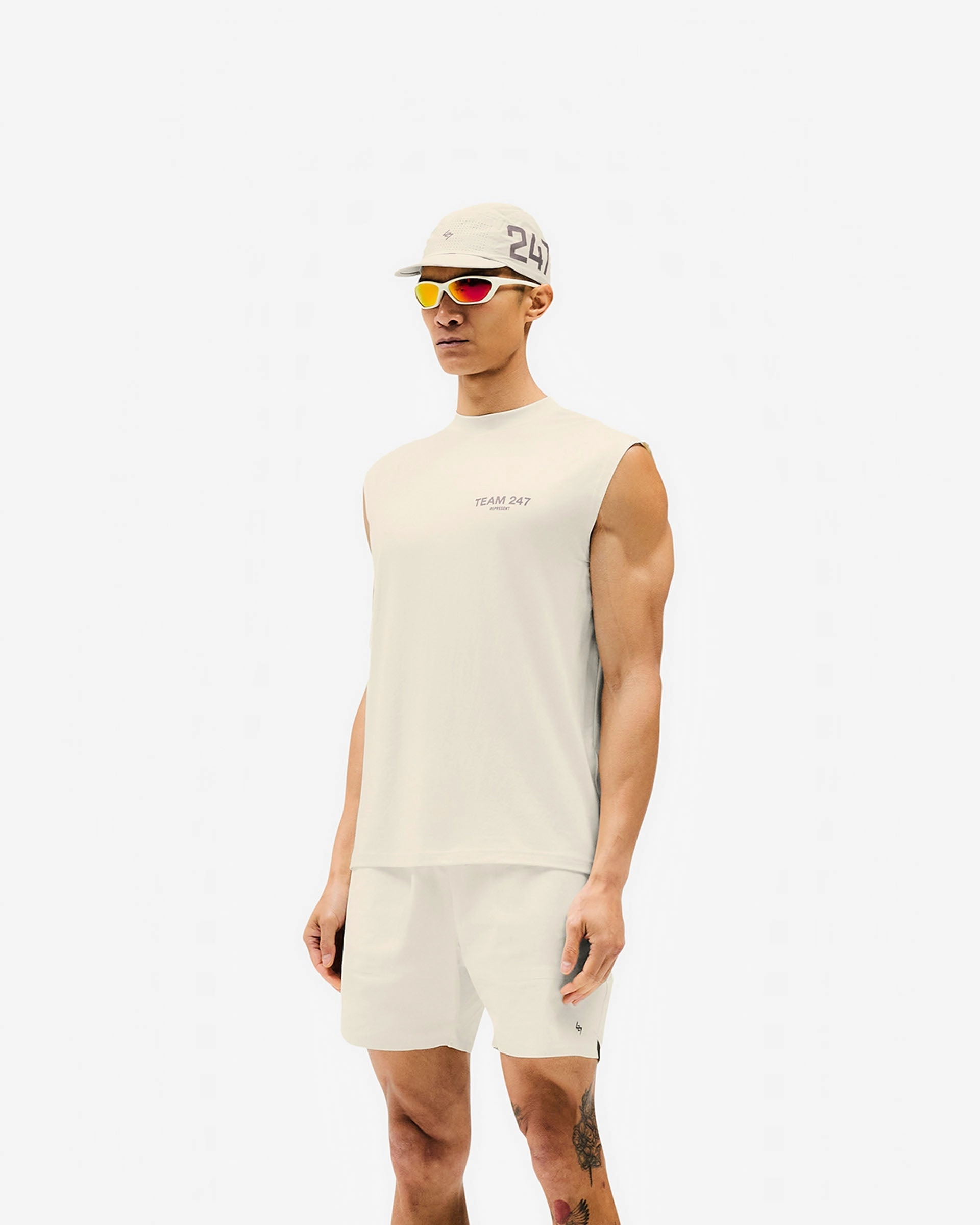 Team 247 Oversized Tank - Cream Sleek Waist
