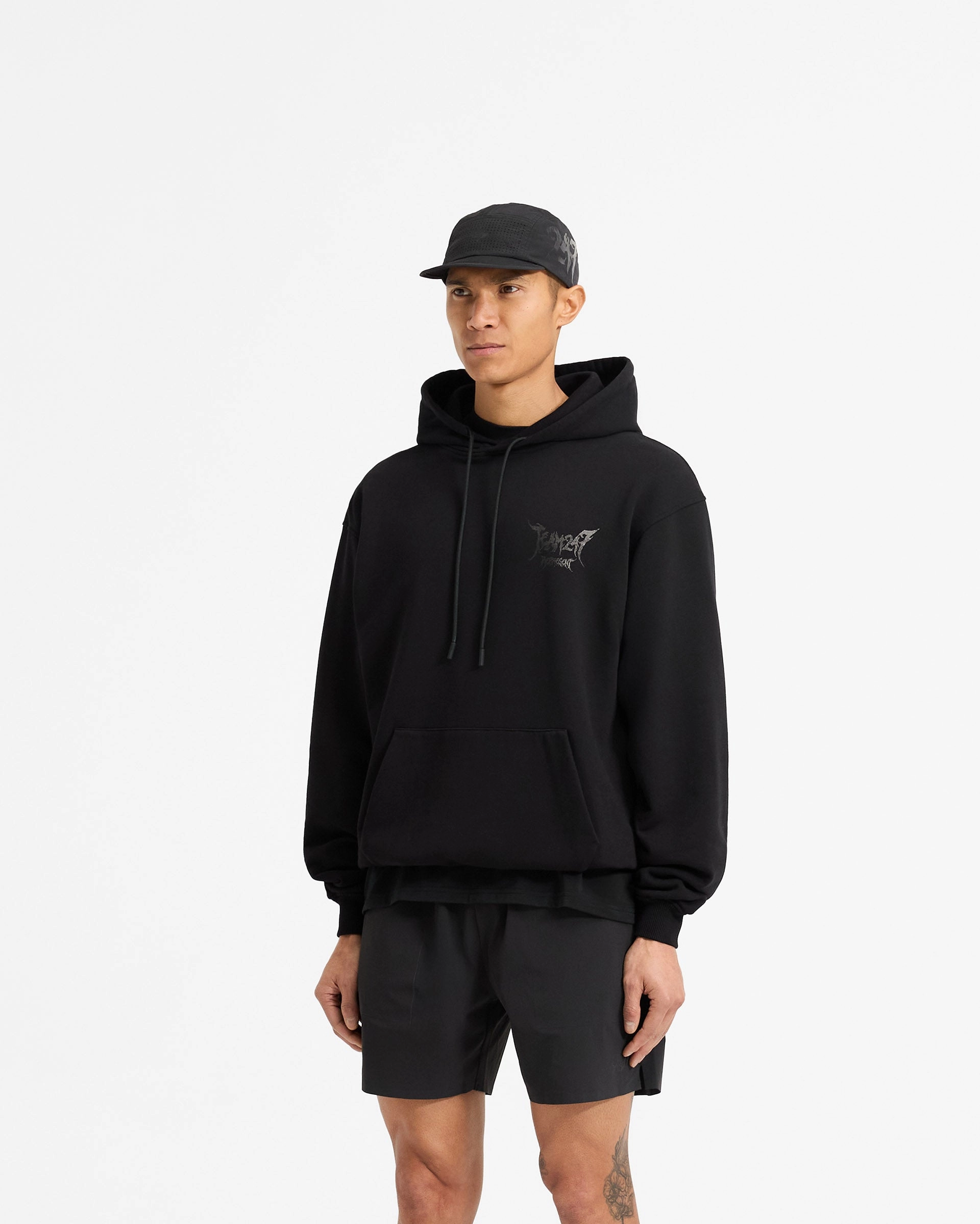 Team 247 X END Oversized Hoodie - Jet Black Hedgehog like