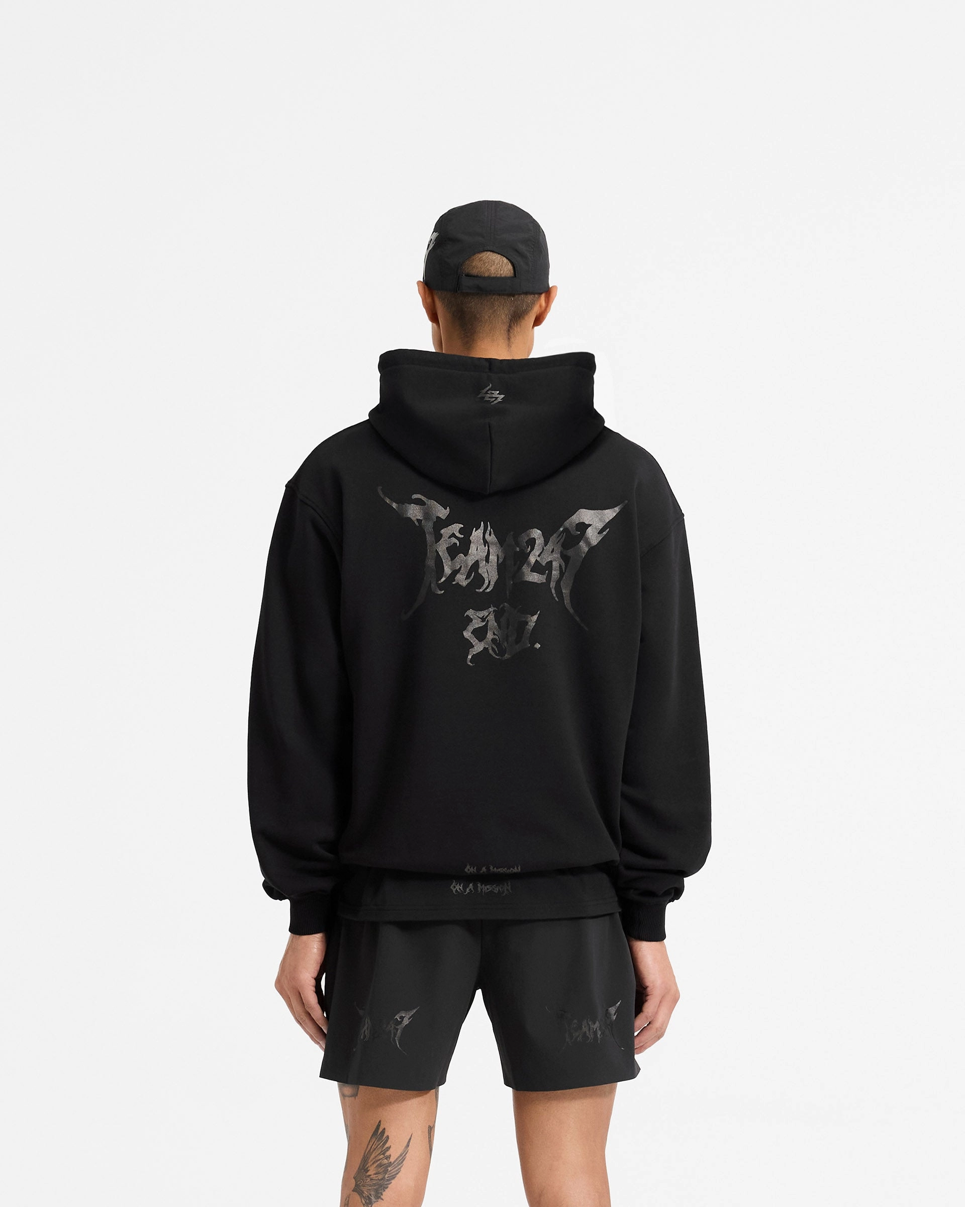 Fray Resistant Finish Urban Layers Team 247 X END Oversized Hoodie - Jet Black
