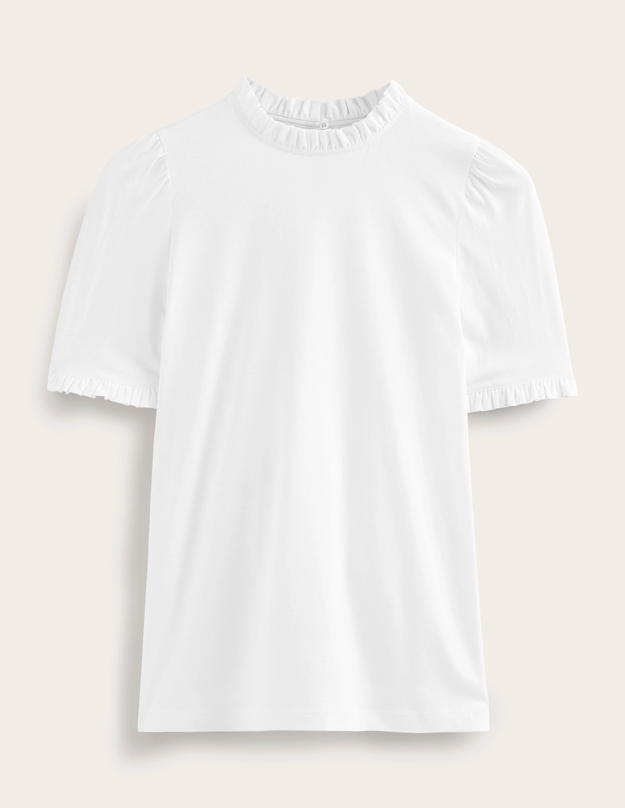 Ventilated Back Panel Supersoft Frill Detail T-shirt-White