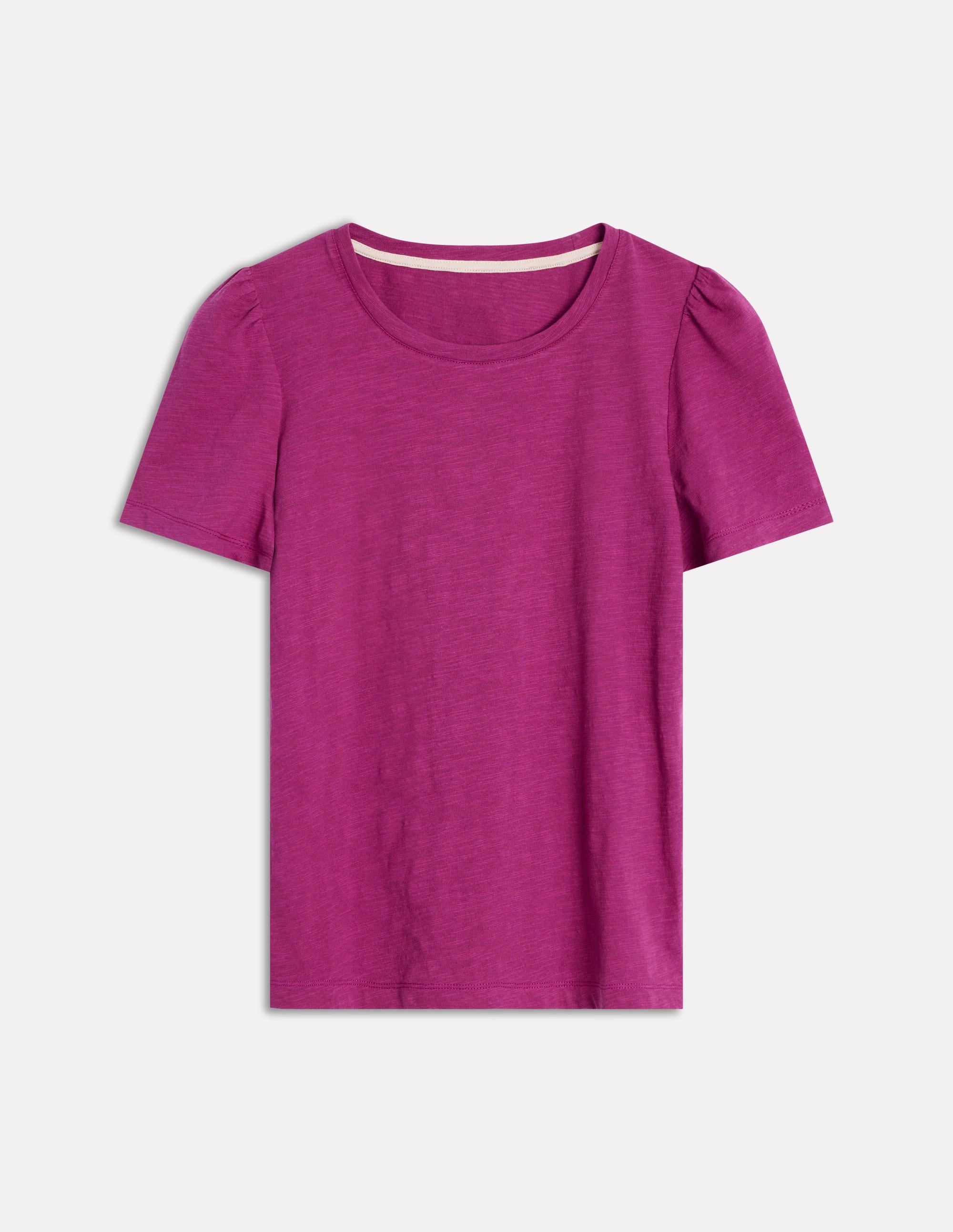 Versatile Layering Cotton Puff Sleeve T-Shirt-Rich Magenta