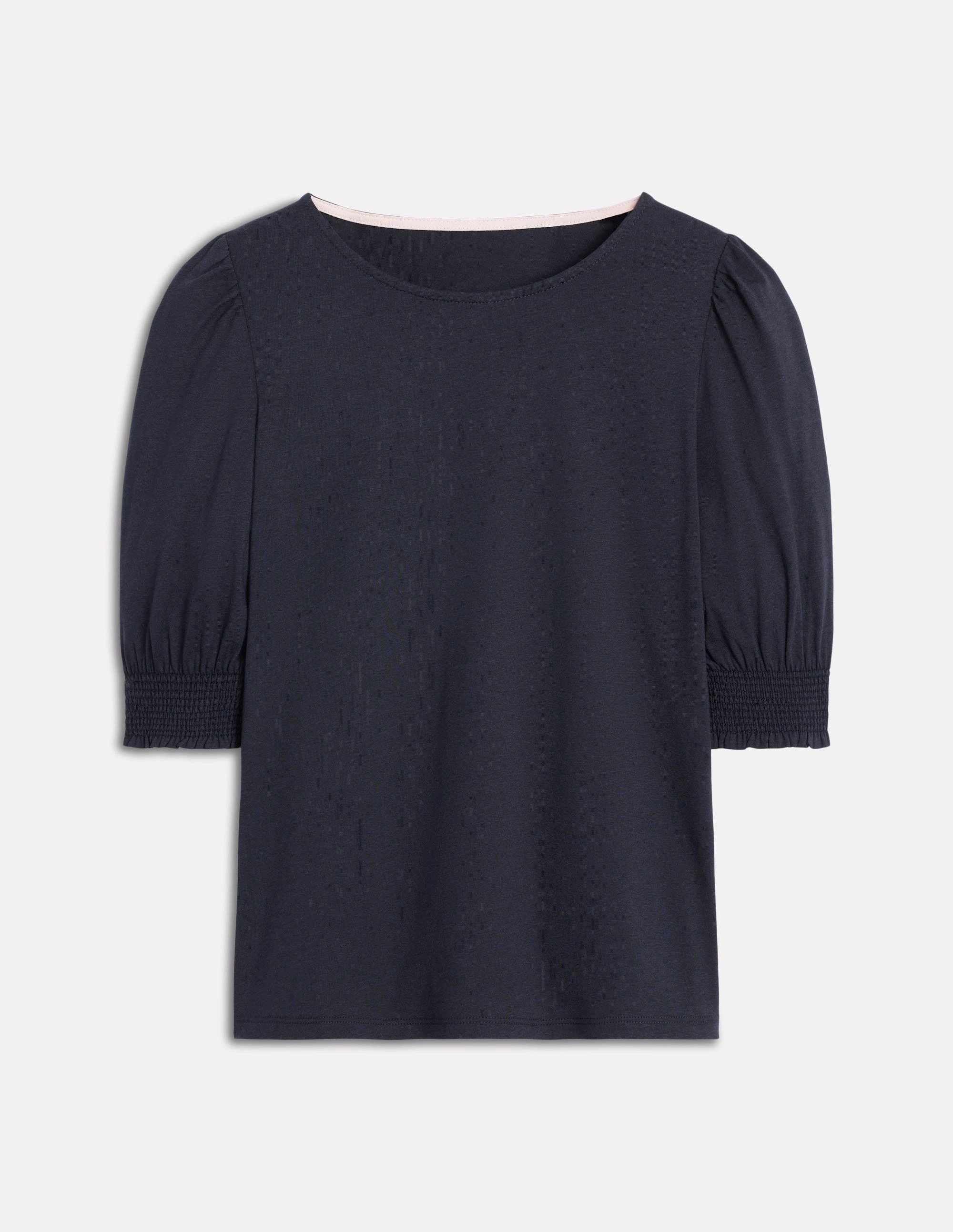 AllDay Comfort Short Sleeve Smocked Cuff Top-Navy