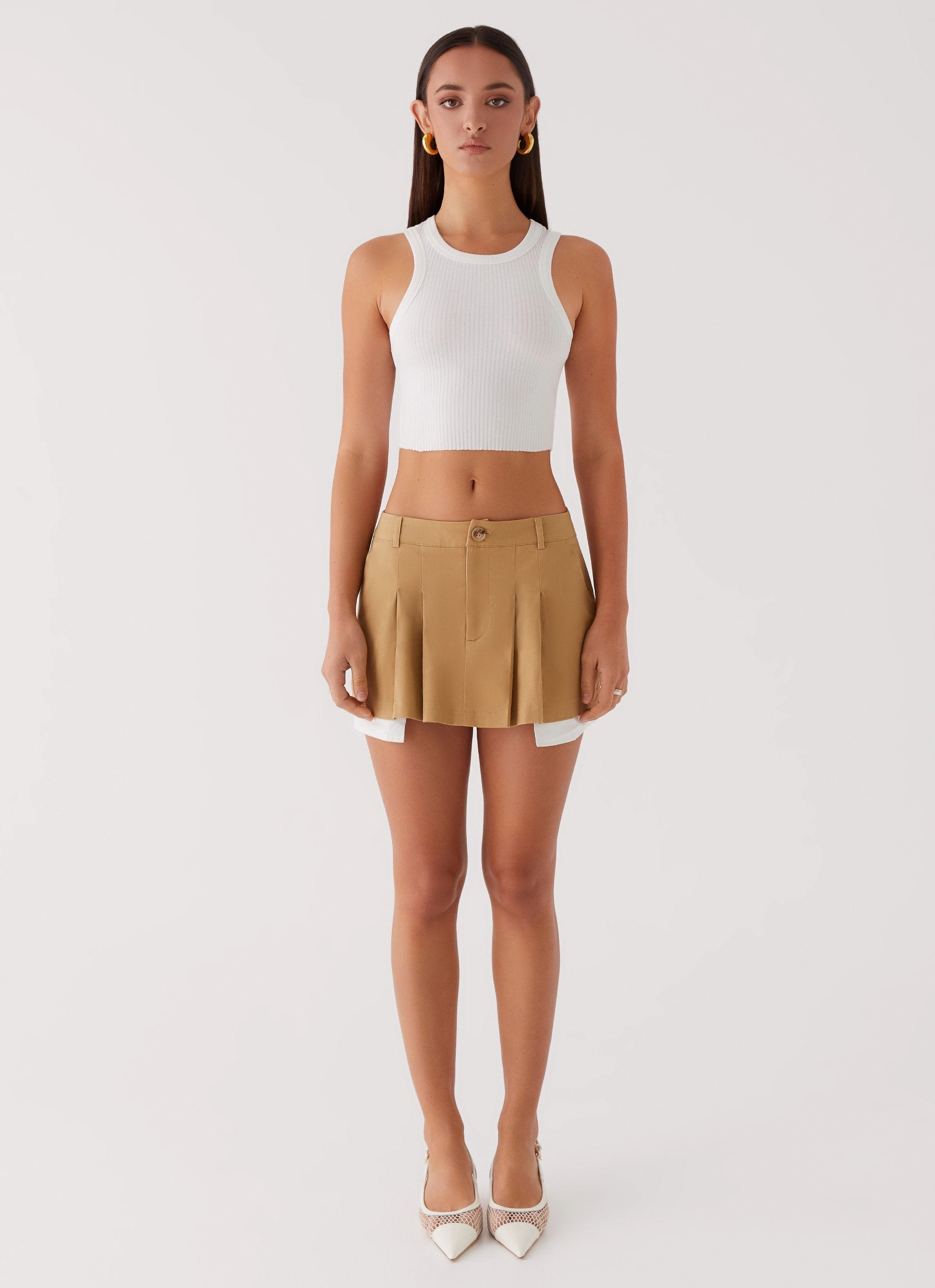 Tegan Cargo Mini Skirt - Tan Everyday Look