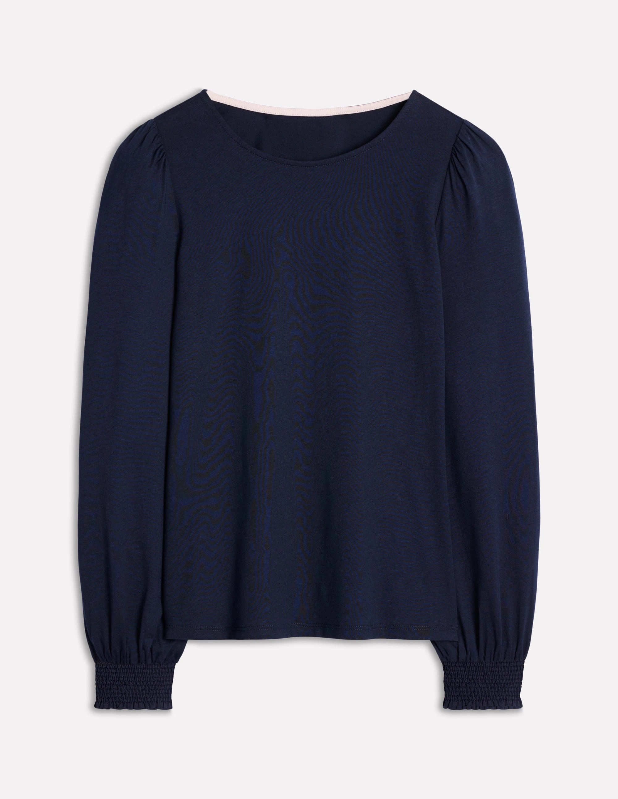 Smocked Cuff Supersoft Top-Navy Anti Pill Finish NoSlip Grip