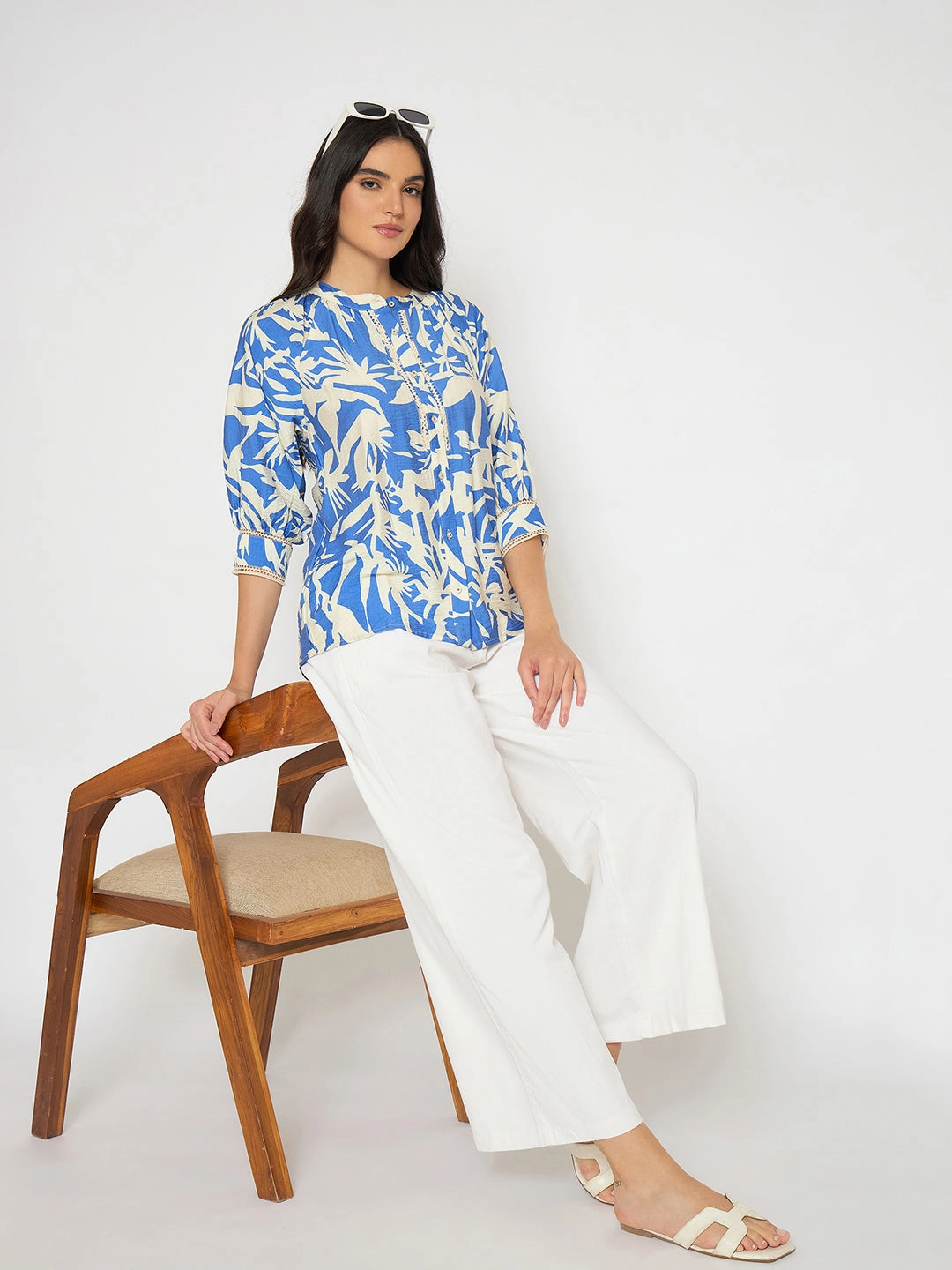 Trendy Vibe Madame Wide Leg White Rayon Blend Trousers