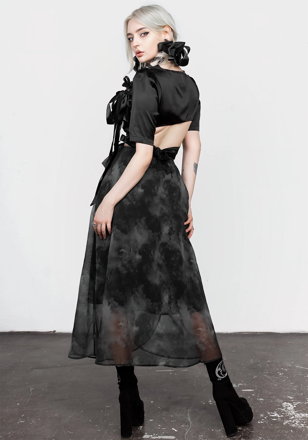 Tempest Tie Waist Midaxi Skirt Basic Layers Reinforced Hemline