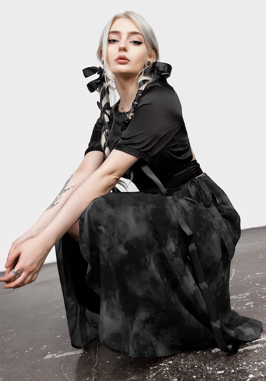 Minimal Design Tempest Tie Waist Midaxi Skirt