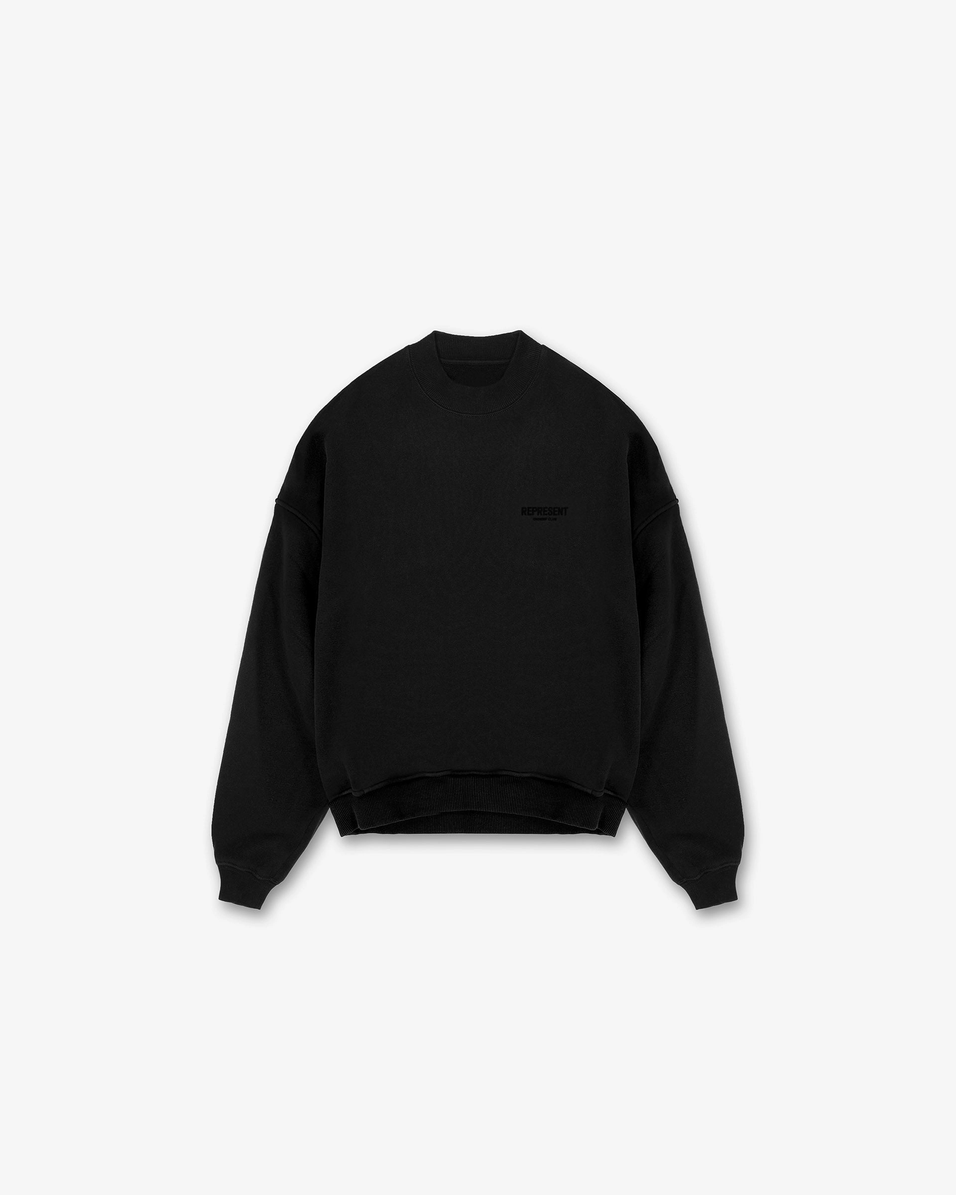 Represent Owners Club Flocked Sweater - Black Knit texture