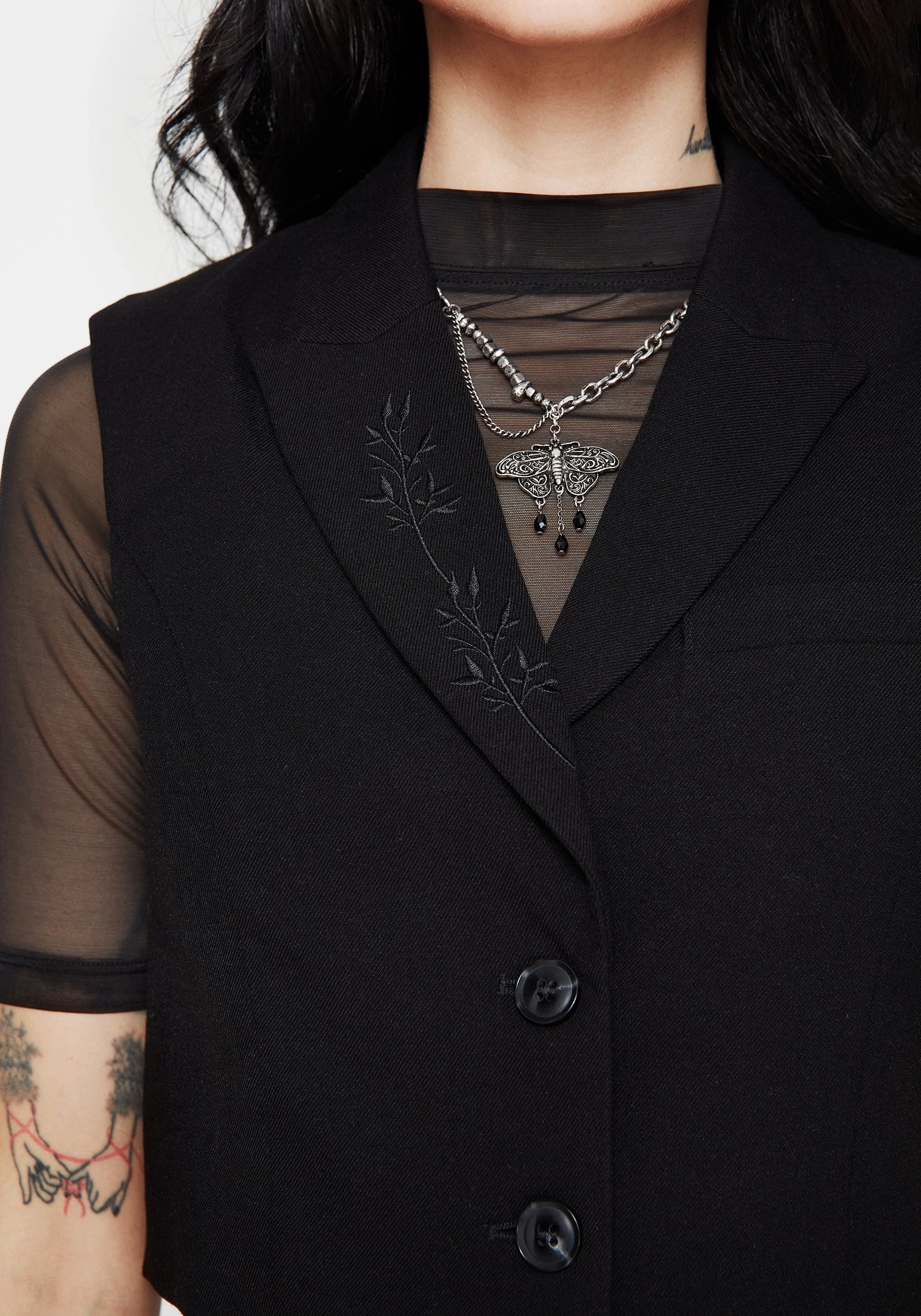 Thora Embroidered Crop Waistcoat Eco Friendly Recycled Material