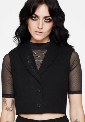 Seasonal Trend Thora Embroidered Crop Waistcoat