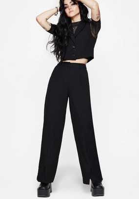 On The Go Thora Embroidered Front Split Tailored Trouser