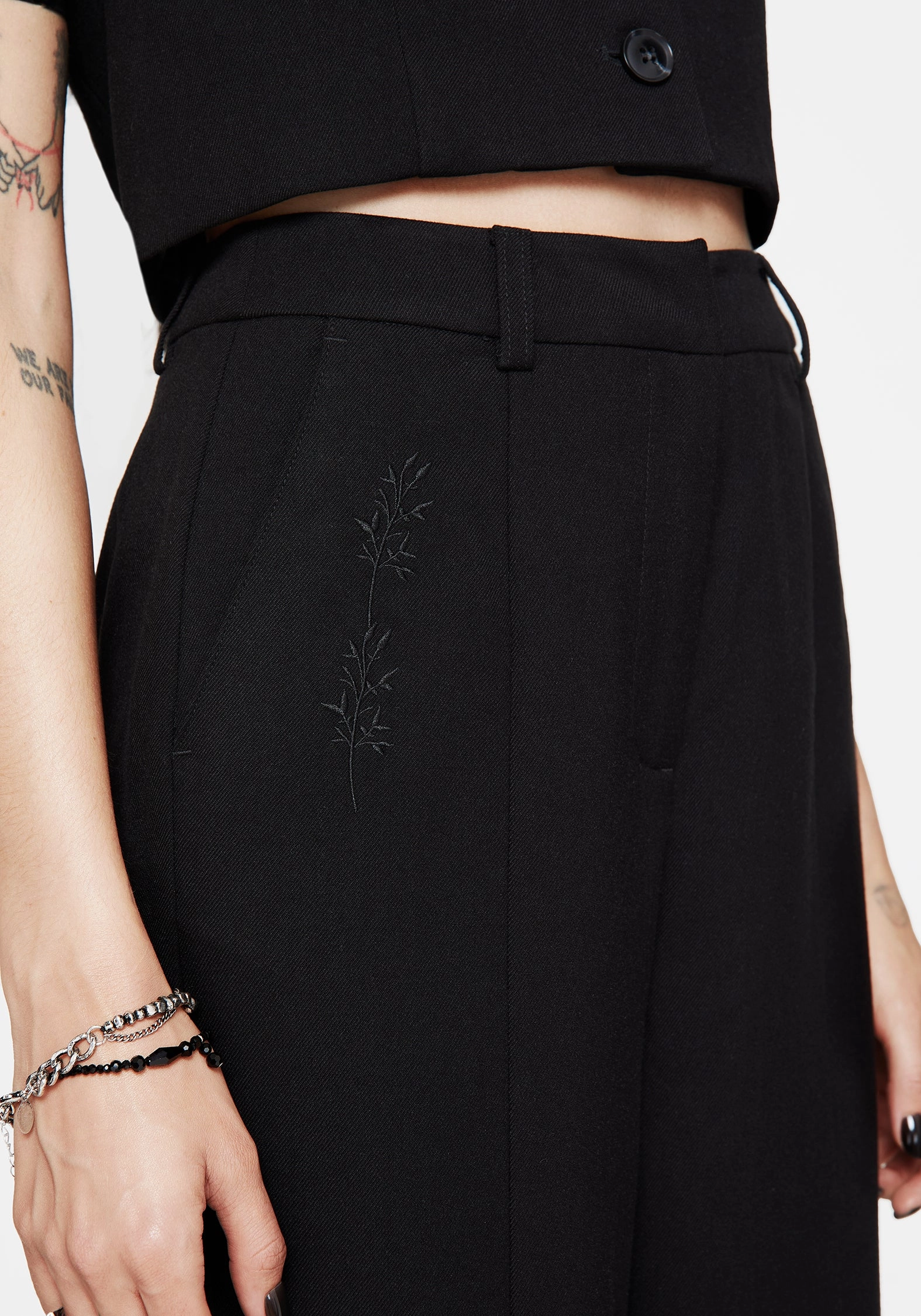 Thora Embroidered Front Split Tailored Trouser AllDayComfort