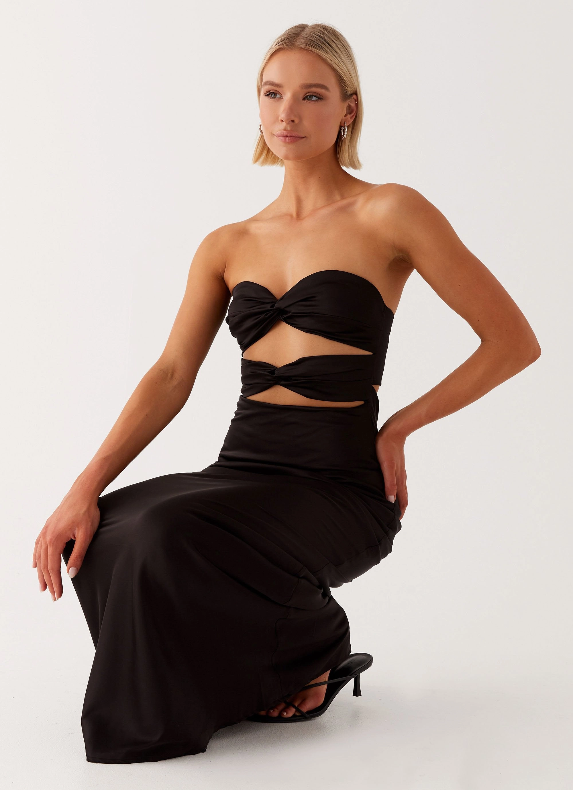 Tianna Strapless Maxi Dress - Black garden party WaterRepellentCoating