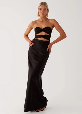 Stylish Mood Sharp Finish Tianna Strapless Maxi Dress - Black