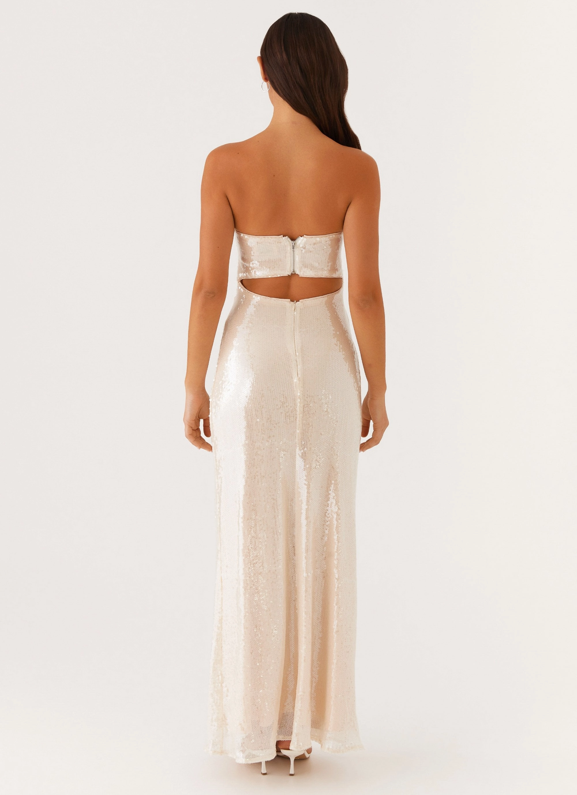 Sleek and Sleek Tianna Strapless Sequin Maxi Dress - Ivory